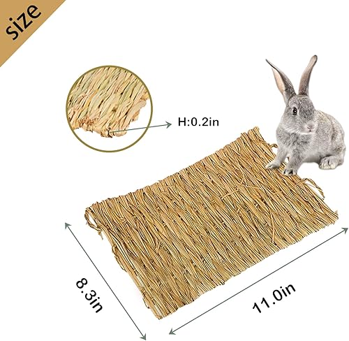 Miniatura 3 de Alfombrilla de hierba de conejo, alfombrillas de césped para conejos, paja natural, cama tejida de animales pequeños, heno mate para dormir,