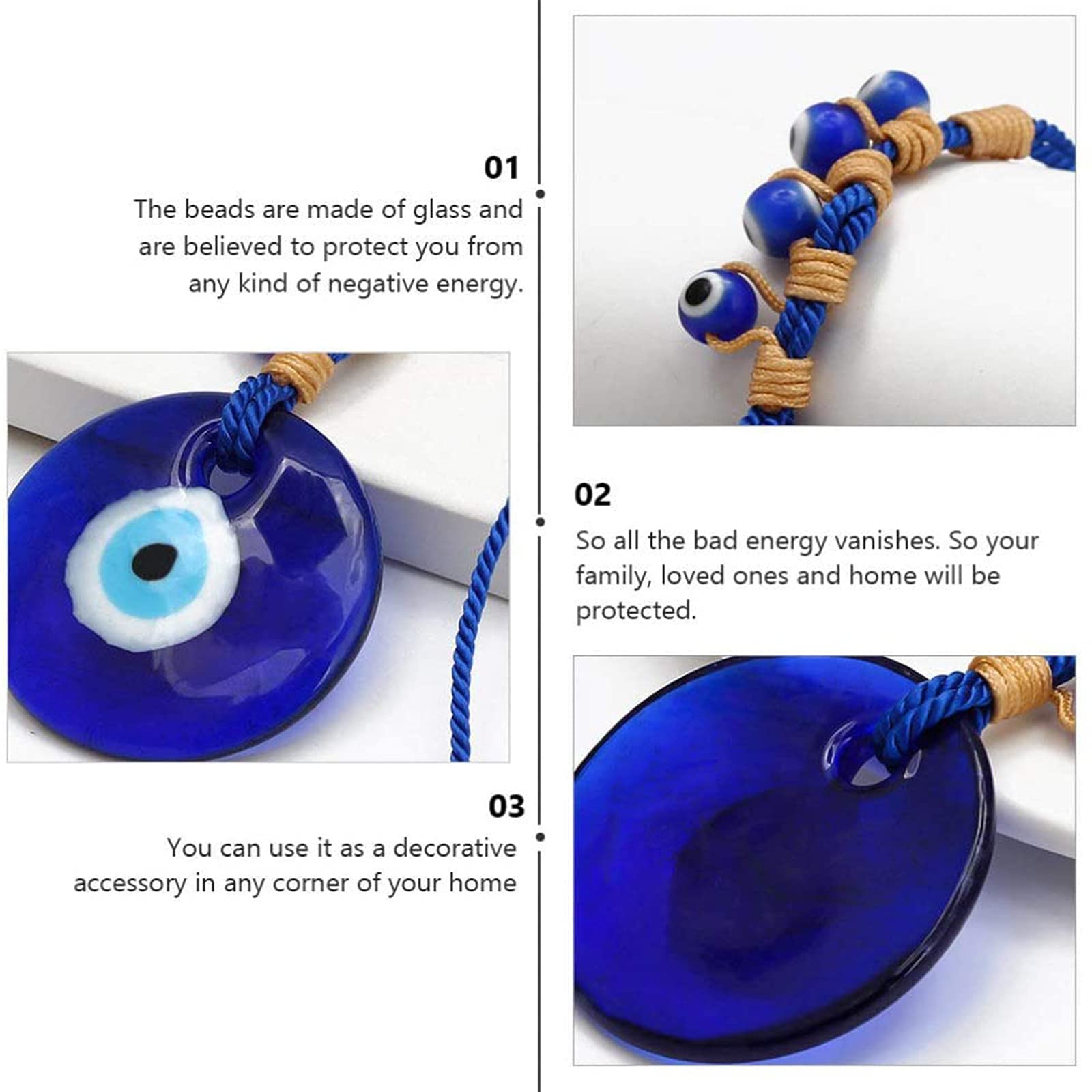 2 Amuleti Portafortuna Malocchio Turco Blu | Ciondoli Decorativi Per Casa E Ufficio, Protezione Contro Le Energie Negative