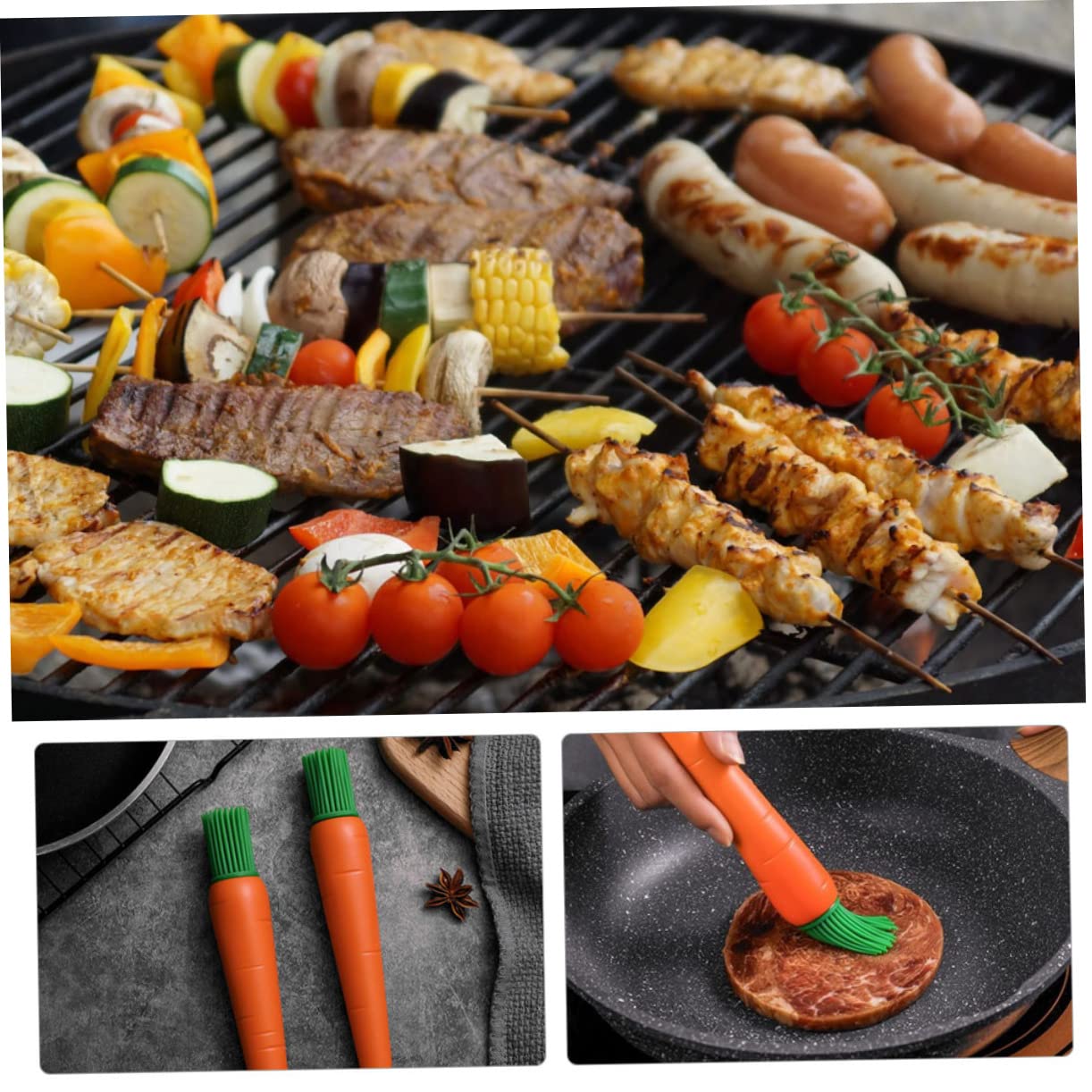 TIDTALEO Carrot Basting Brush Bbq and Baking Brush for Oil and Sauce Tool for Grilling and Cooking for