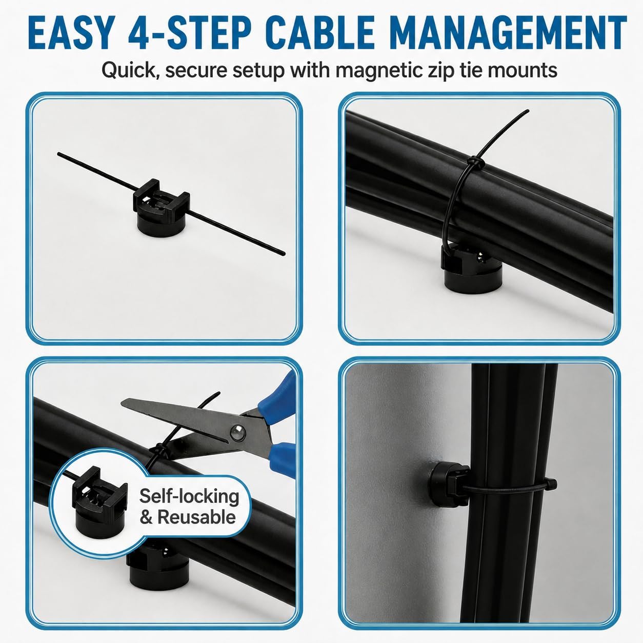 230PCS Magnetic Zip Tie Mount Set for Cable Management image 3