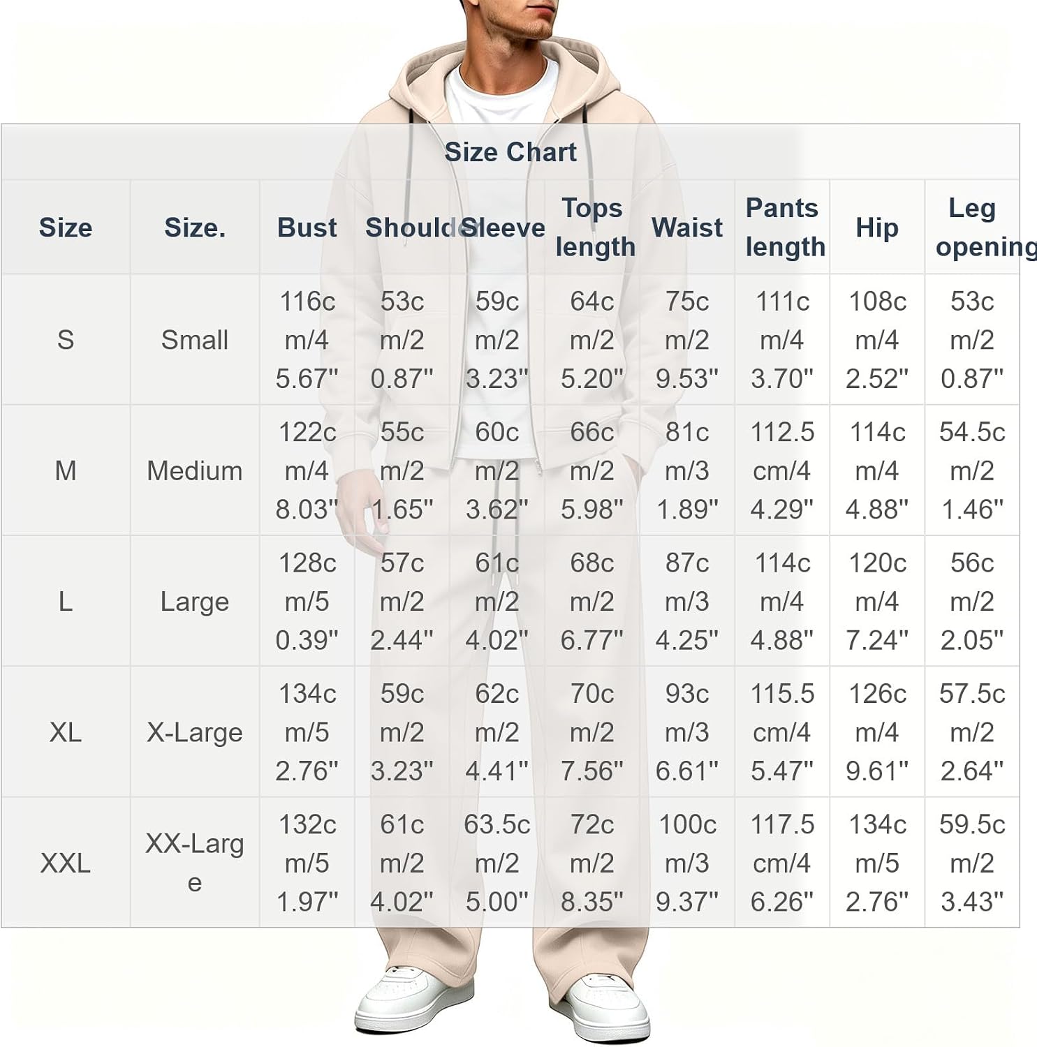 Men's Soft Full Zip Hoodie Set Baggy Sweatpants Tracksuit
