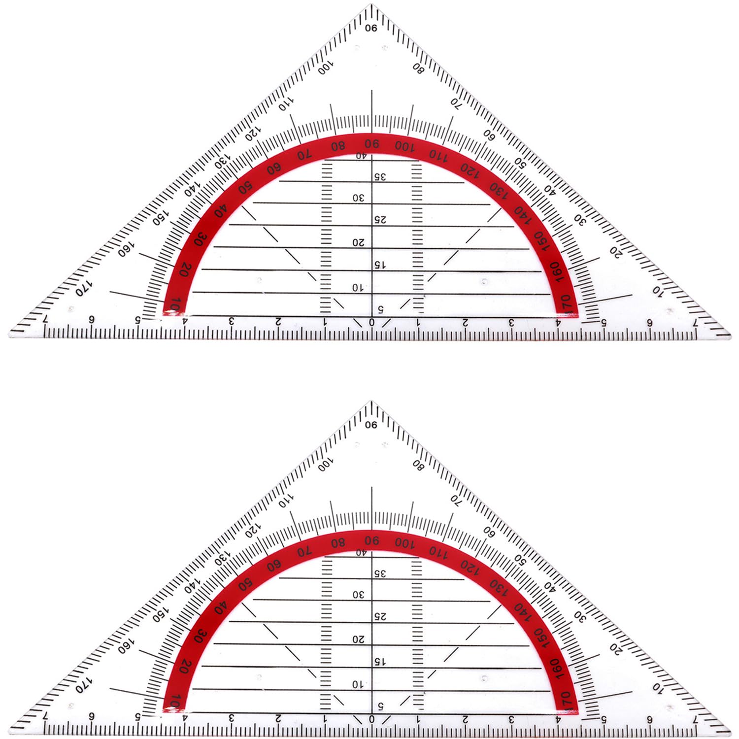 2pcs Triangle Ruler Square Set 90mm 45 Degrees Plastic Stationery,for Architectors Students Office Designers Painting Drafting Math Geometry Drawing Quilting Sewing Woodworking