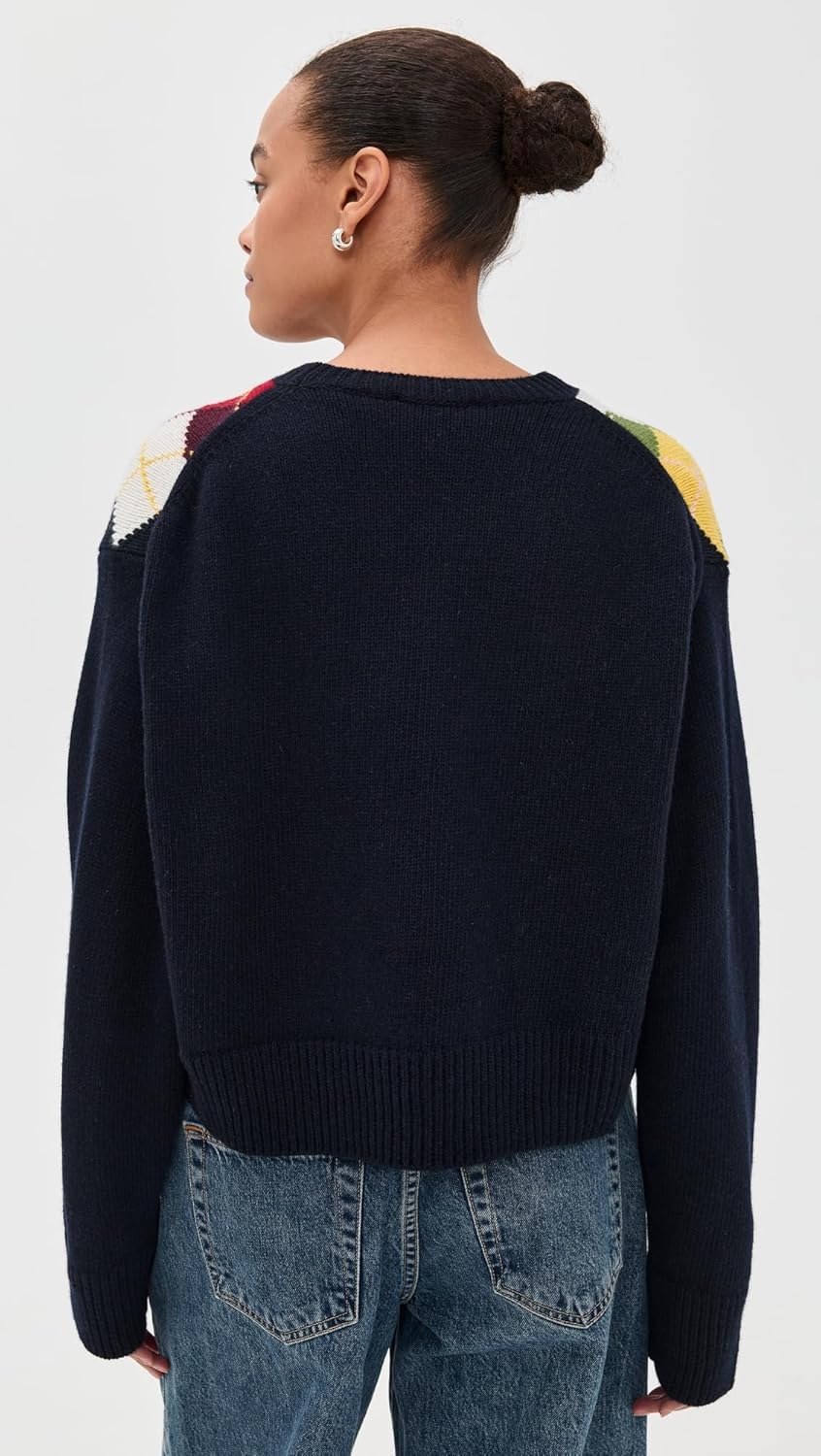 Ganni Women's Chunky Wool Mix Argyle Knit Pullover - Image 3