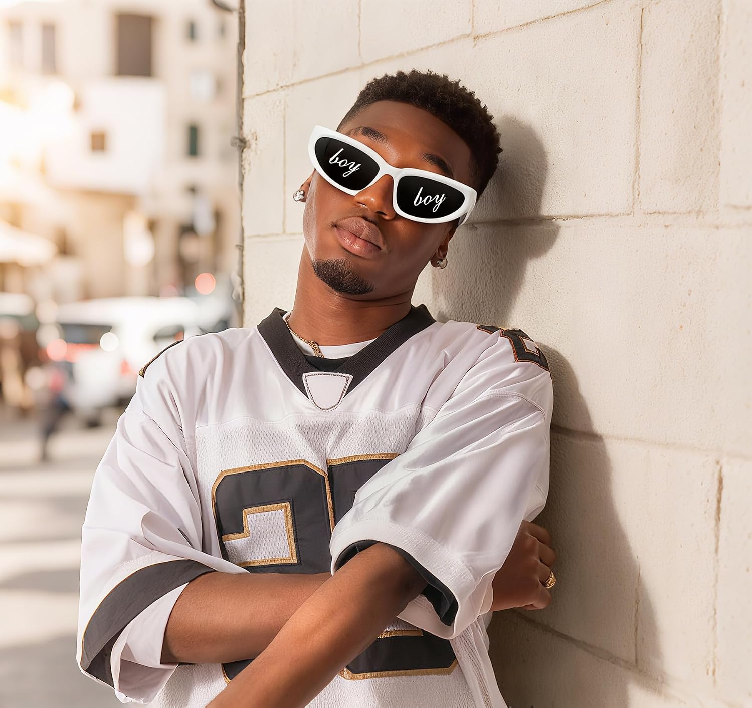 Rapper Glasses Costume Accessories, White Sunglasses Hip Hop 2000s 90s 80s image 5