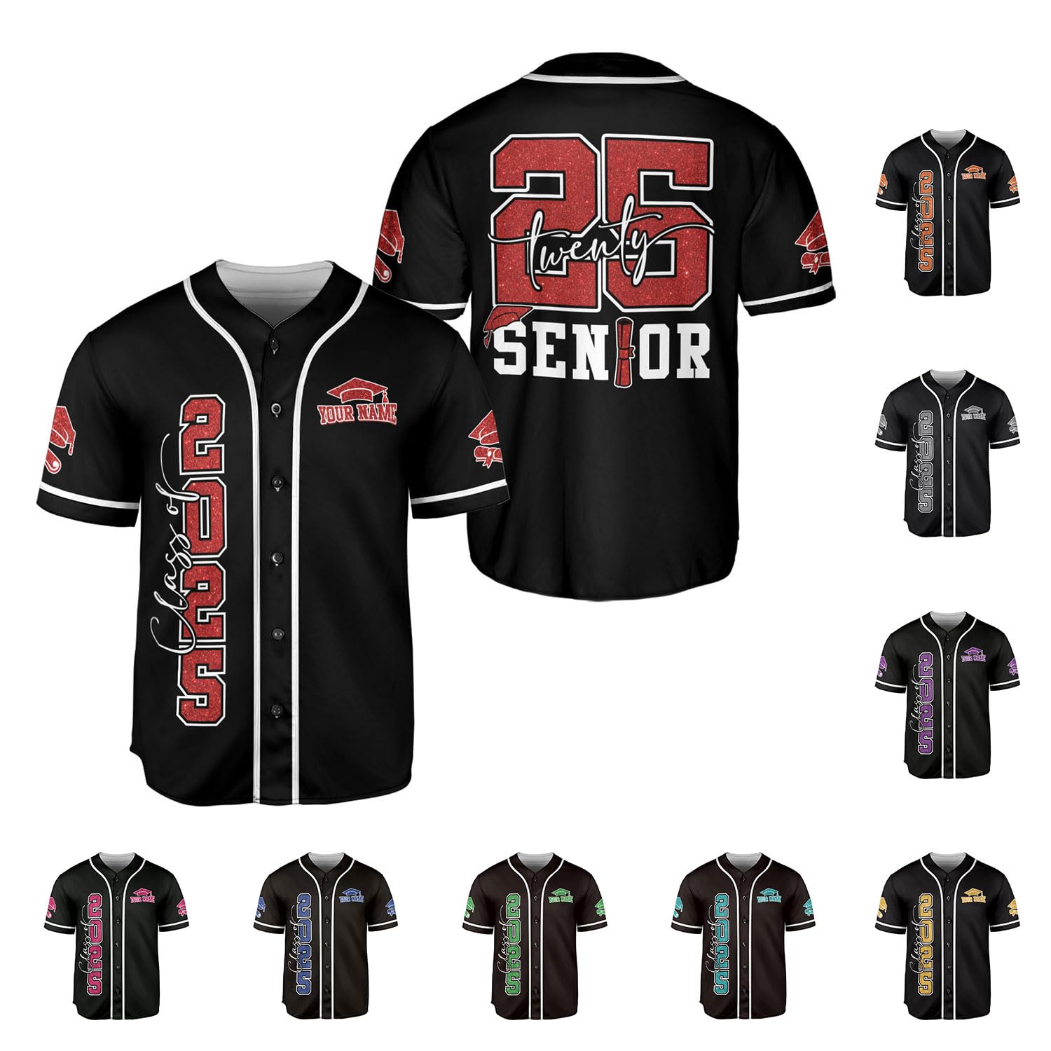 MAPrints Personalized Senior 2025 Baseball Jersey, Senior Glitter Coquette Class of 2025 Jersey, Graduation Shirt for Seniors (US, Alpha, Small, 5X-Large, Regular, Regular, Grad 10)
