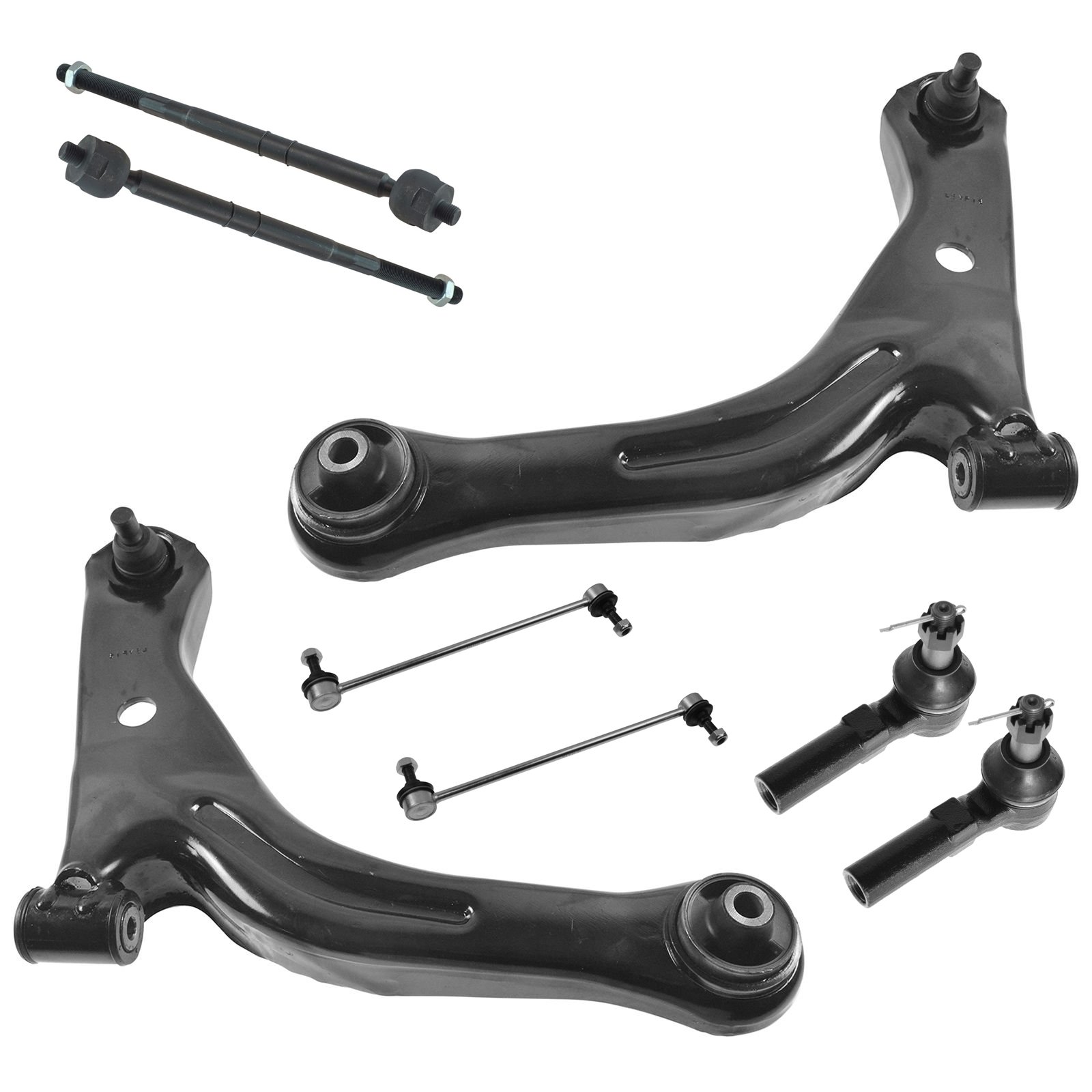TRQ 8 Piece Kit Control Arm Ball Joint Tie Rod End Sway Bar Link LH RH Set