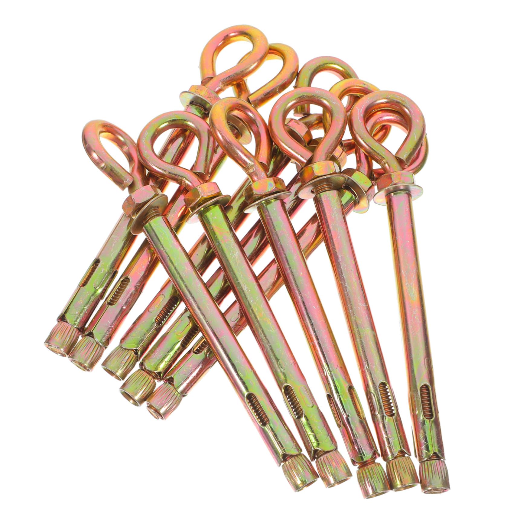 SOLUSTRE 10pcs Heavy Duty Expansion Eye Bolts Swing Hooks Carbon Steel Screw Galvanized Lifting Ring for Concrete