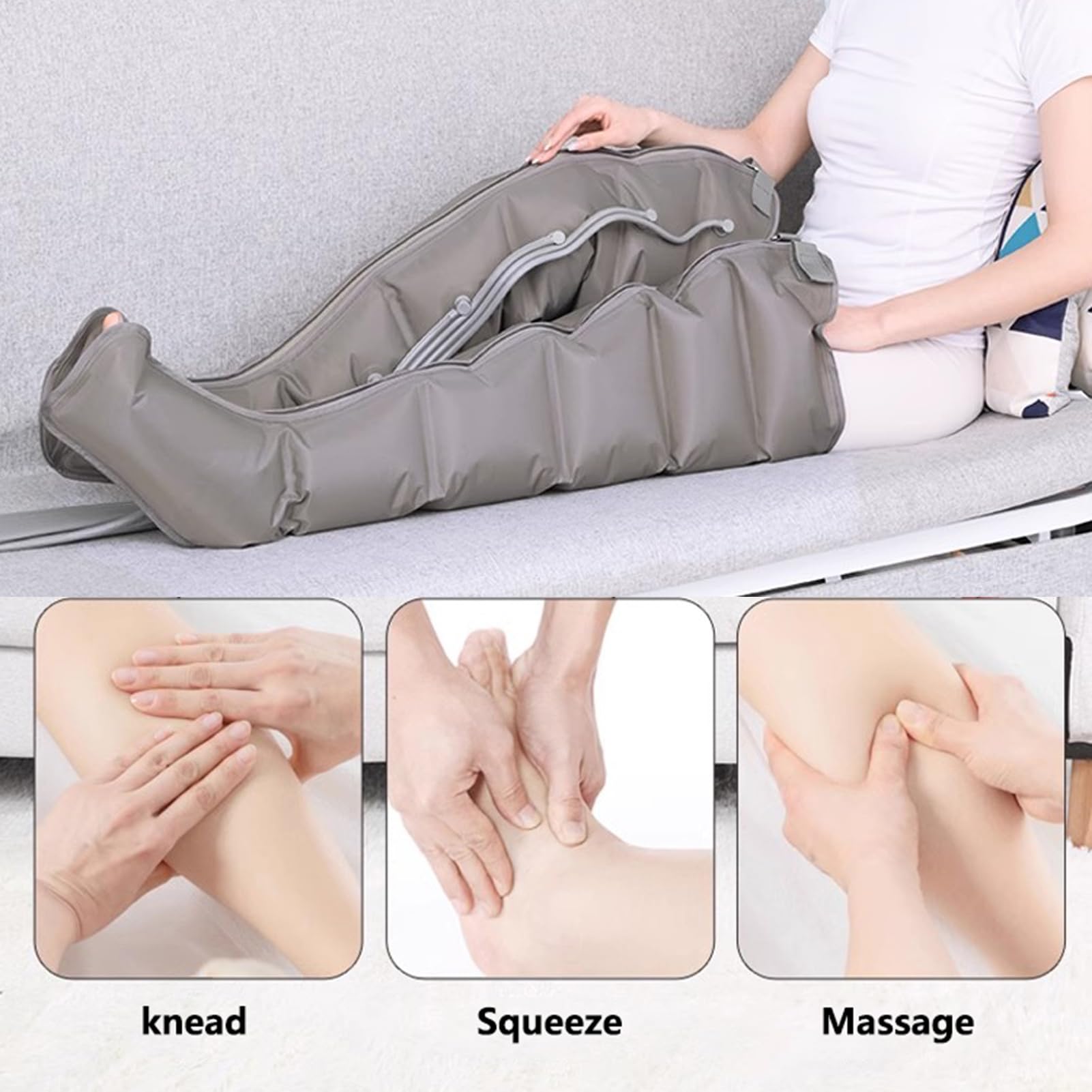 LoJax Compresión De Aire Masajeador De Piernas ｜ Botas De Recuperación Eléctrica para Patas/Brazos/Cintura Y Pies ｜ Modo De Ciclo Único ｜ Drenaje Linfático Y Potenciador De Circulación