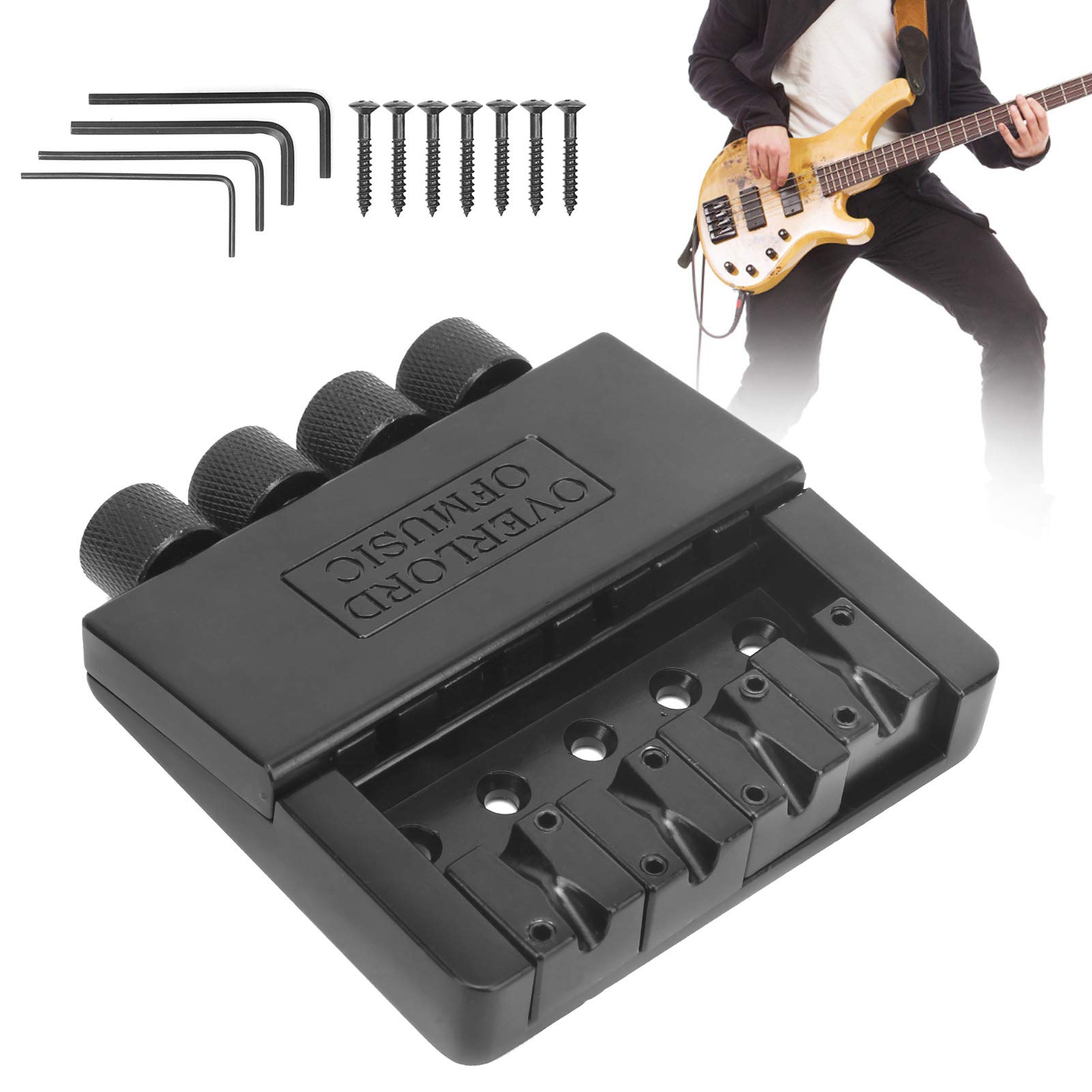 Tail Bezgłowy Mostek Basowy Most ze Stopu Cynku Końcówka Akcesoria do Instrumentów Muzycznych Pasuje do 4-strunowego Basu Elektrycznego
