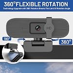 4K Webcam avec auto-zoom & Télécommande – Idéal pour la visioconférence, enseignement en ligne, streaming, couverture de confidentialité de construction-Stereo Mics-Plug & Jouer pour PC/Laptop/Mac-Zoom/Skype/Teams Compatible