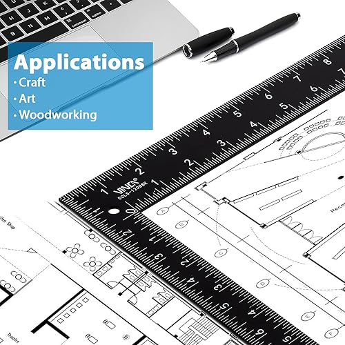Miniatura 3 de VINCA Carpintero Marco L Forma Cuadrado, SCLS-1208BK 8 pulgadas x 12 pulgadas, acero negro acabado