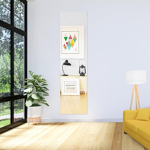 Miniatura 6 de ZENY Espejo de pared de longitud completa, 14 pulgadas x 4 piezas, espejo de vidrio sin marco, espejo de cuerpo completo para dormitorio, baño, sala