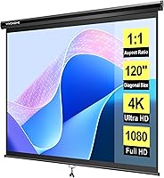 VIVOHOME 120 Inch 1:1 Pull Down Projector Screen - 4K HD Retractable Manual Screen with Auto Lock, 84x84 Inch for Home Theater & Office