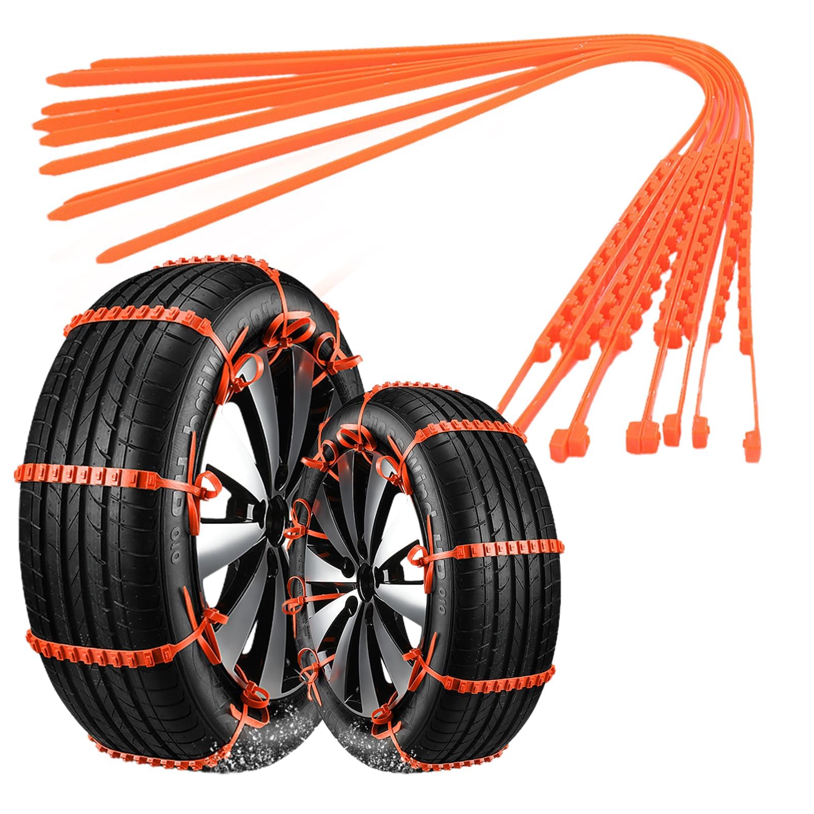 Anti-Slip Tire Chains for Cars, Snow Chains, Easy Installation, Emergency Tire Chains, for Cars, Snow Roads, Winter, Ice, Anti-Slip, Ice Burn, Freezing, Slip Accidents, Bad Roads, Suitable