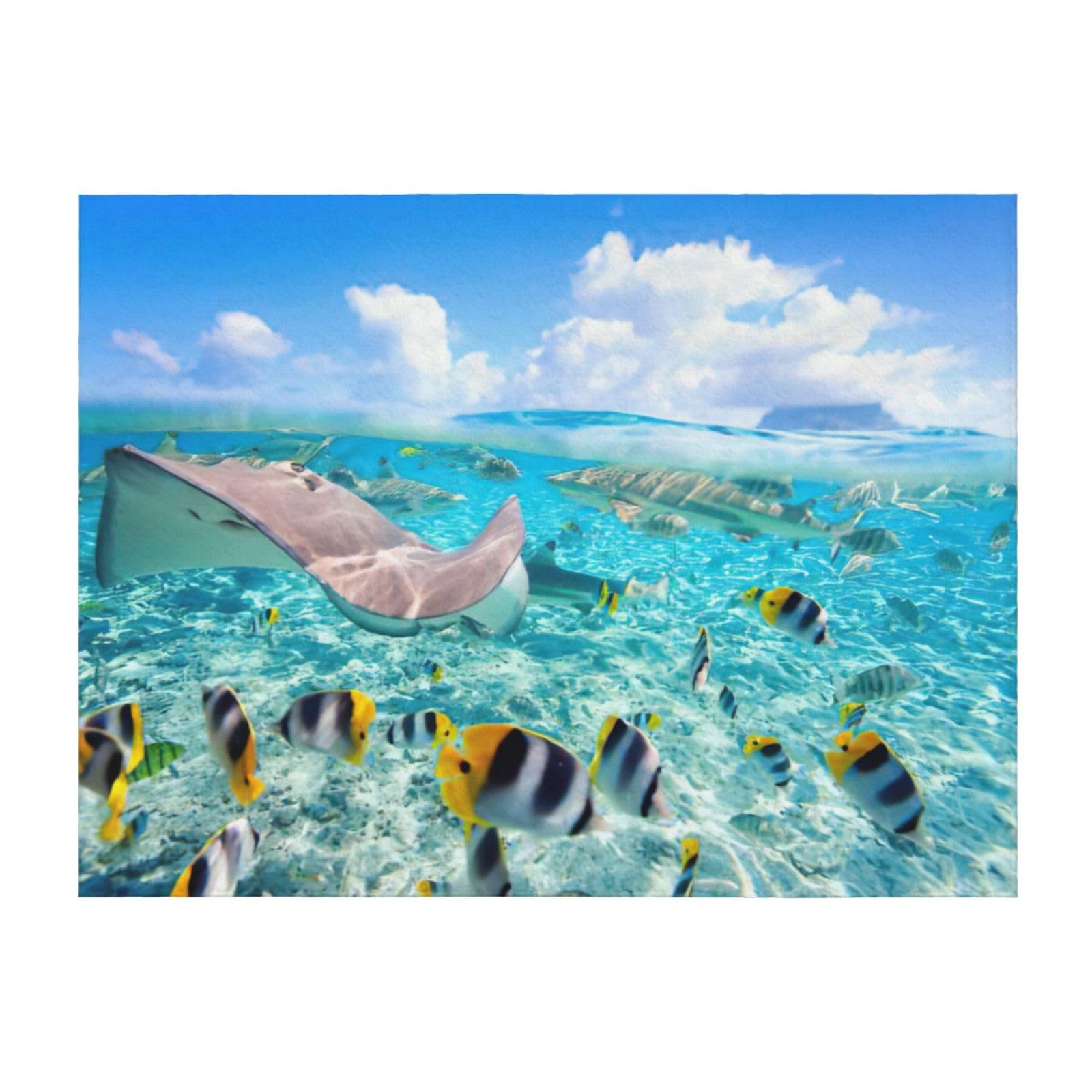 Couverture de lit EdWal en microfibre imprimé poissons colorés légère