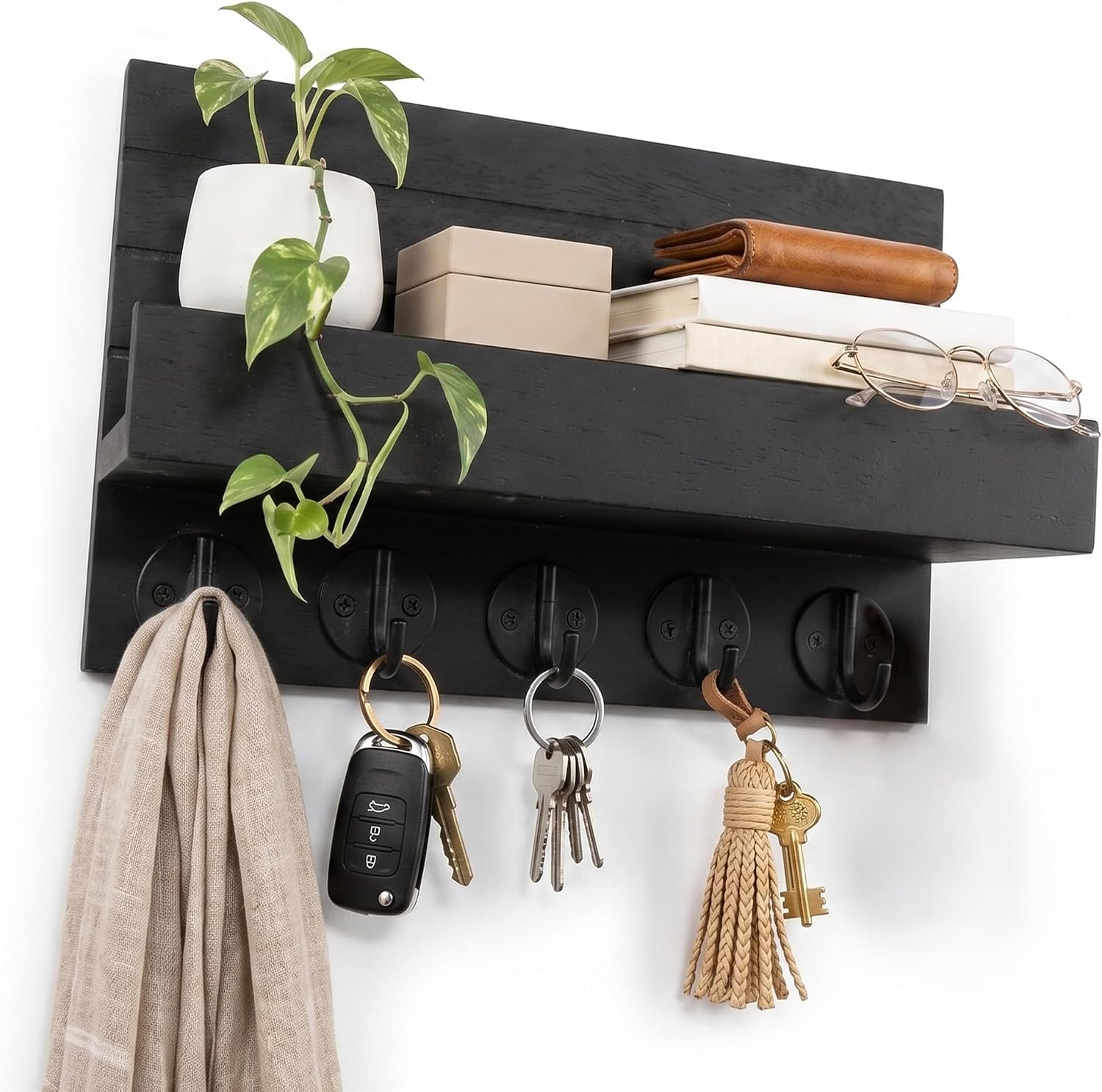 Key Hook Shelf Black