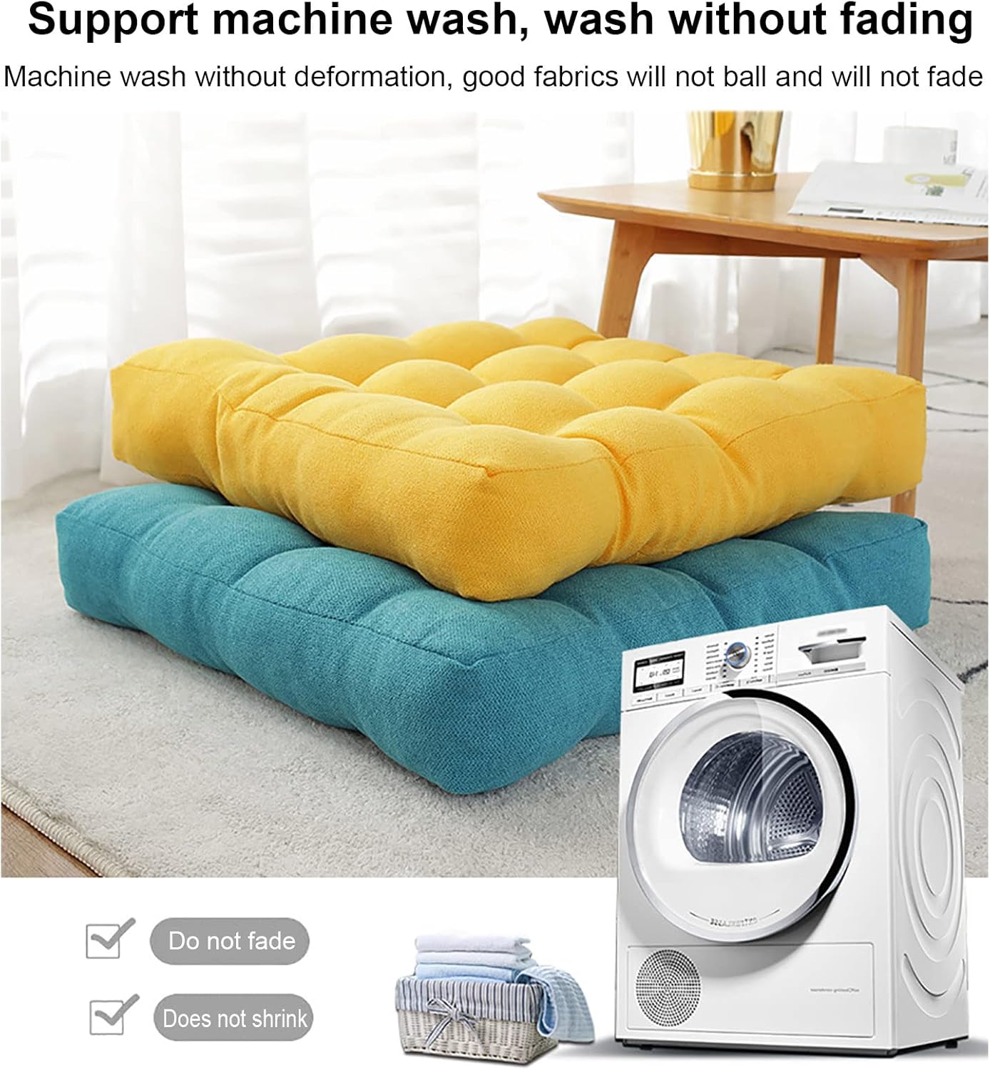 Thicken Square Floor Pillow,Solid Meditation Seat Cushion Comfort Soft Chair Pad,Adults Kids Yoga Tatami Seat Cushion for Patio Reading Nooks Living Room Balcony Office-Light Blue 50x50cm(20x20inch)