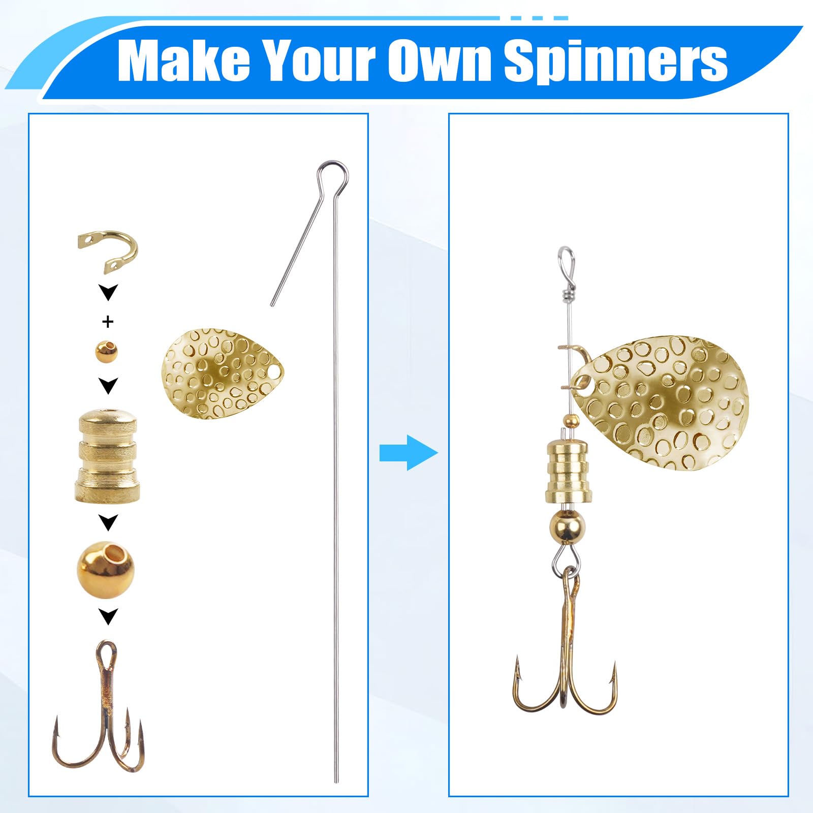 3.3.5 fishing lure recipe Spinner Lures Making Kit,141pcs Inline Spinner Colorado Blades Clevis Shaft Treble Hooks Pliers Spinnerbaits Accessories for DIY Fishing Making Supplies Tackle : Sports & Outdoors horned Seafood & Fish-Free Recovery hooks and rigs in Size:6/7 Sea Trout