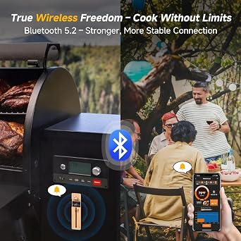 Wireless Meat Thermometer Digital, Long-Range Bluetooth Cooking Thermometer, Remote Tracking & Real-Time Readings for BBQ, Smoker, Air Fryer, Ideal Gift for Home Chef, Pitmaster, Griller