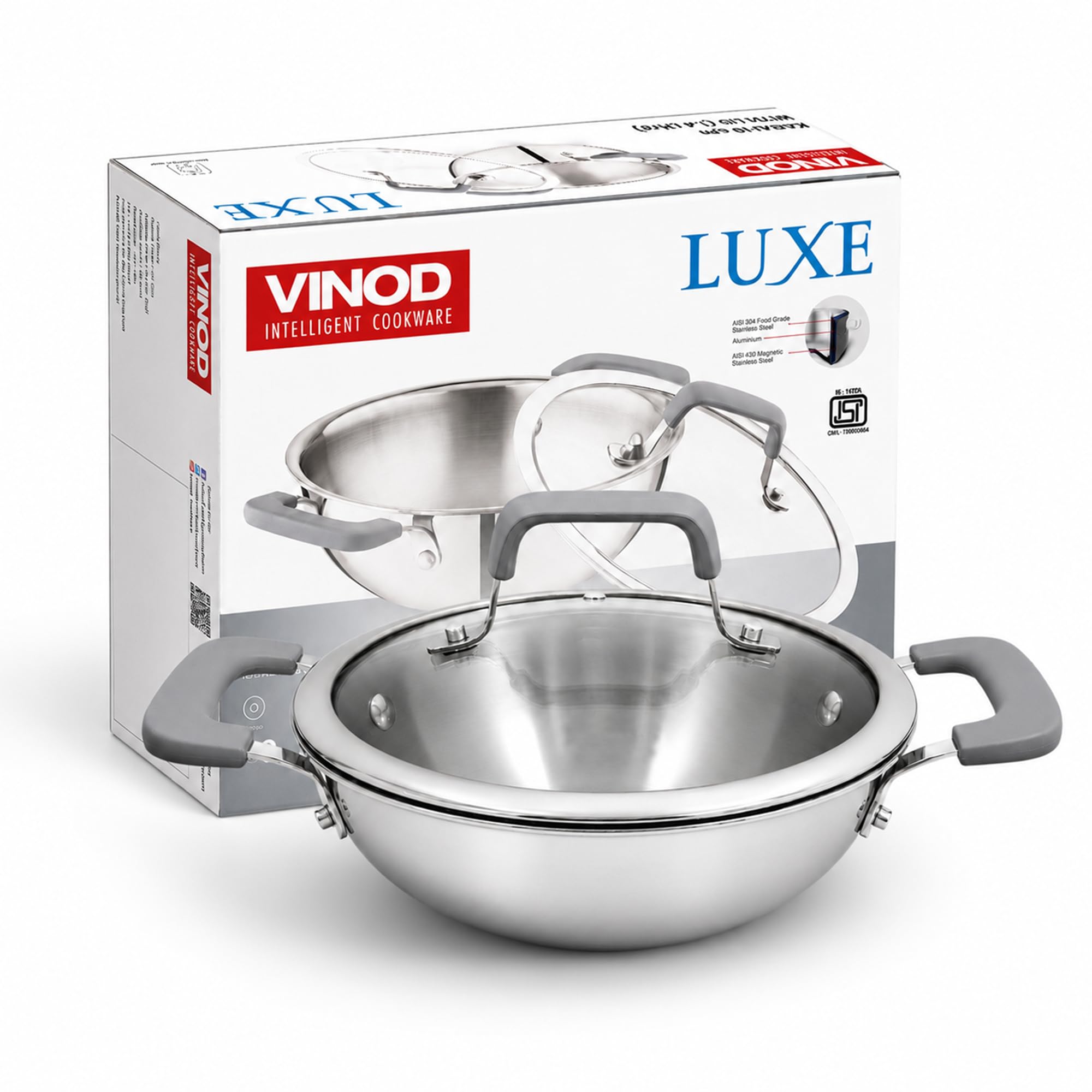 Vinod Platinum Luxe Kadai - Stainless Steel Cookware -1