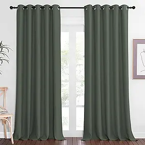 NICETOWN Blackout Curtain for Bedroom 102 inches Long - Grommet Thermal Curtain Light Blocking Room Darkening Window Treatment for Living Room (Dark Mallard, 1 Panel, W66 x L102)