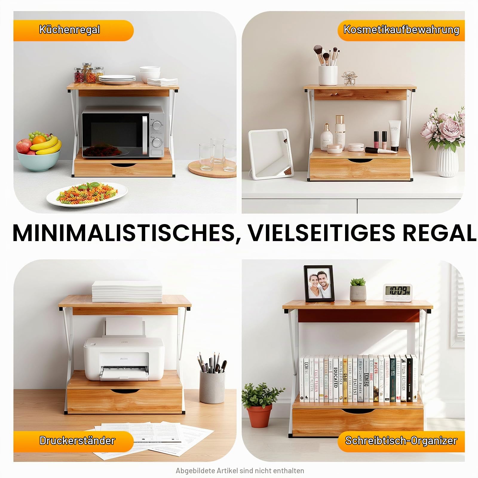 2 Stufiges Mikrowellen, Mikrowellenständer Küchenregal mit Schublade, Küche Regal Organizer Bäckereiregale, 54 x 35 x 50cm
