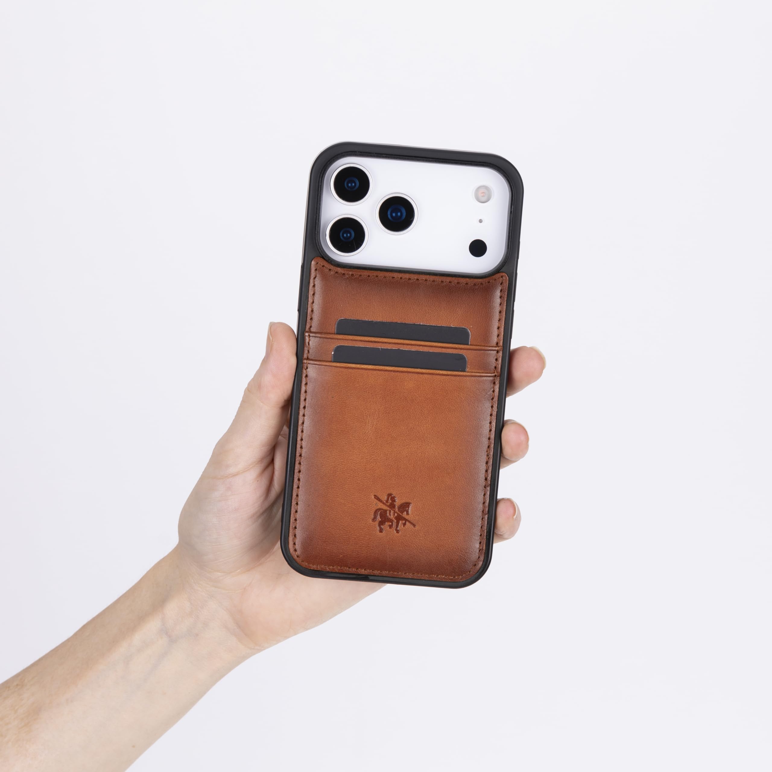 Venito Capri - Funda de piel de grano completo hecha a mano para iPhone 17 Pro Max (6.9 pulgadas), tarjetero, ajuste delgado, bloqueo RFID, protección de cámara, resistente a caídas y impactos, marrón