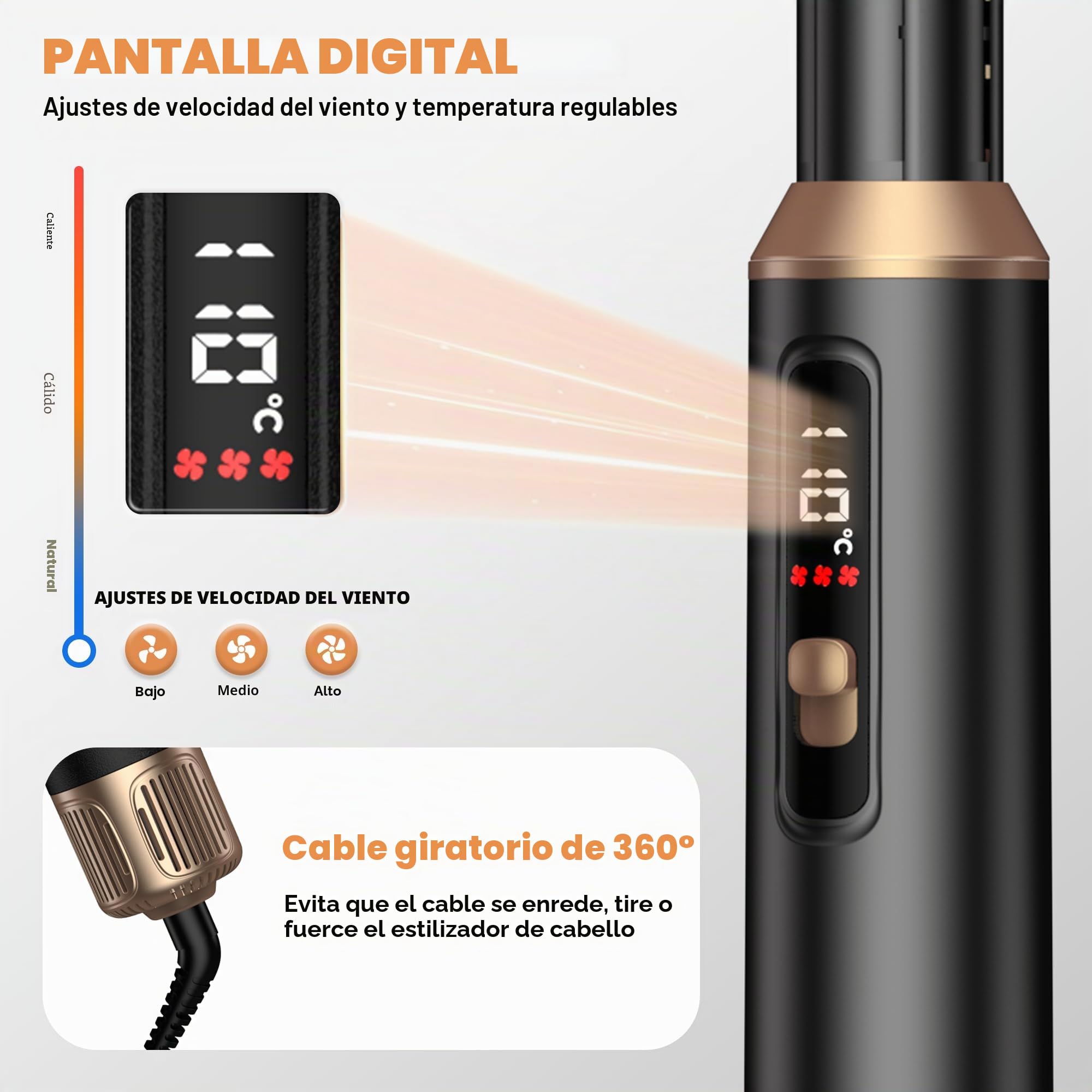 UKLISS Cepillo Secador de Pelo 5 en 1, Moldeador Secador Pelo Profesional con Rizador Pelo Ondas Automatico, Cepillo Alisador Pelo, Thermal Brush, Hair Dryer Styler Regalos para Styling - Negro