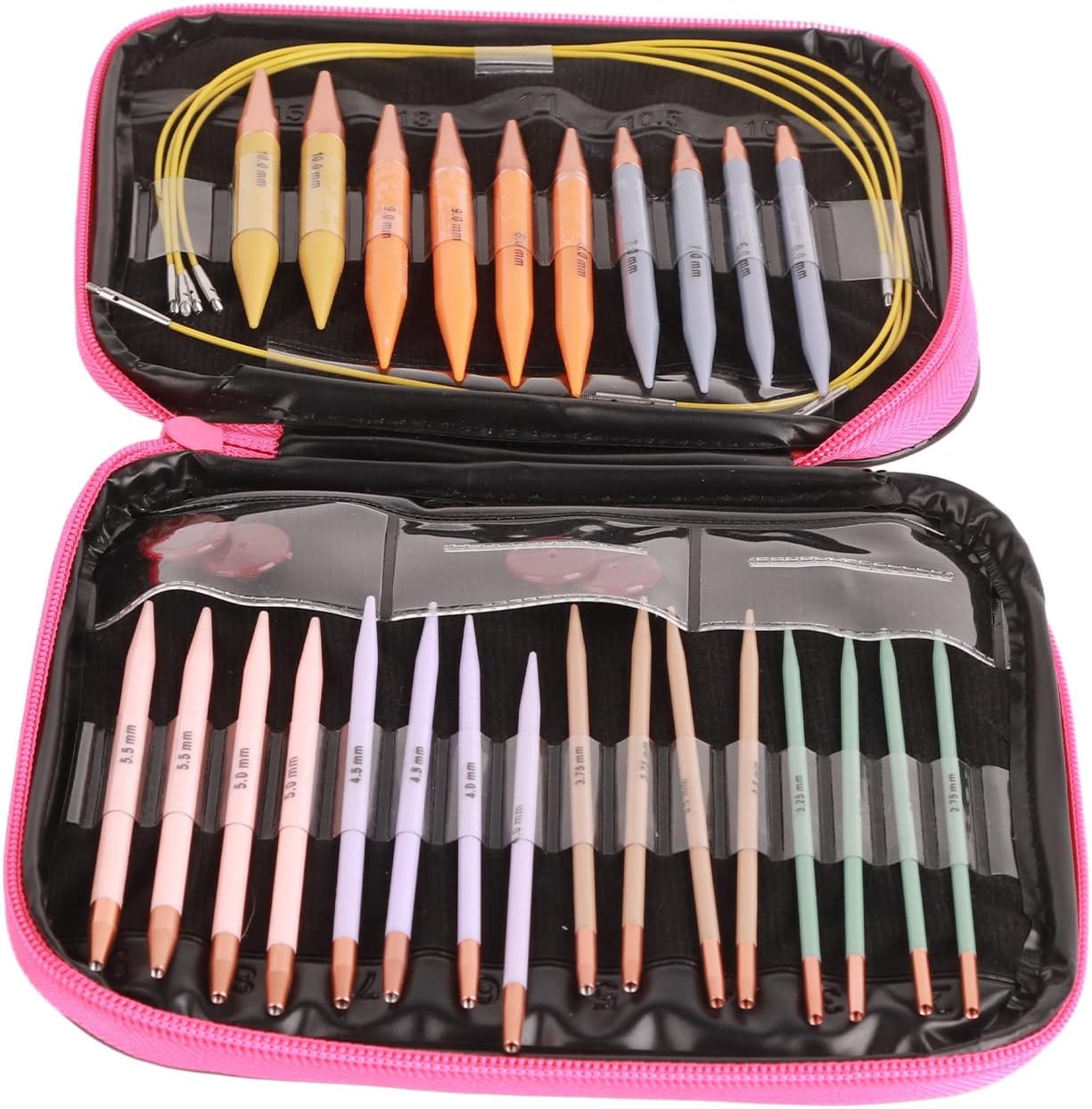 Interchangeable Crochet Hook Set Creative Combination Steel Circular Rope Crochet Hook Set 13 Pairs Plastic Polycarbonate Needles for Women, default