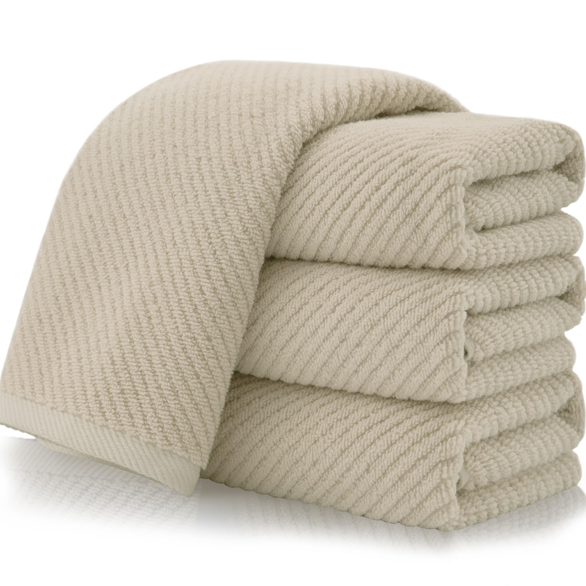 VOOVA & MOVAS Hand Towels 4PC, 100% Cotton, 18x28 in, Tan Taupe
