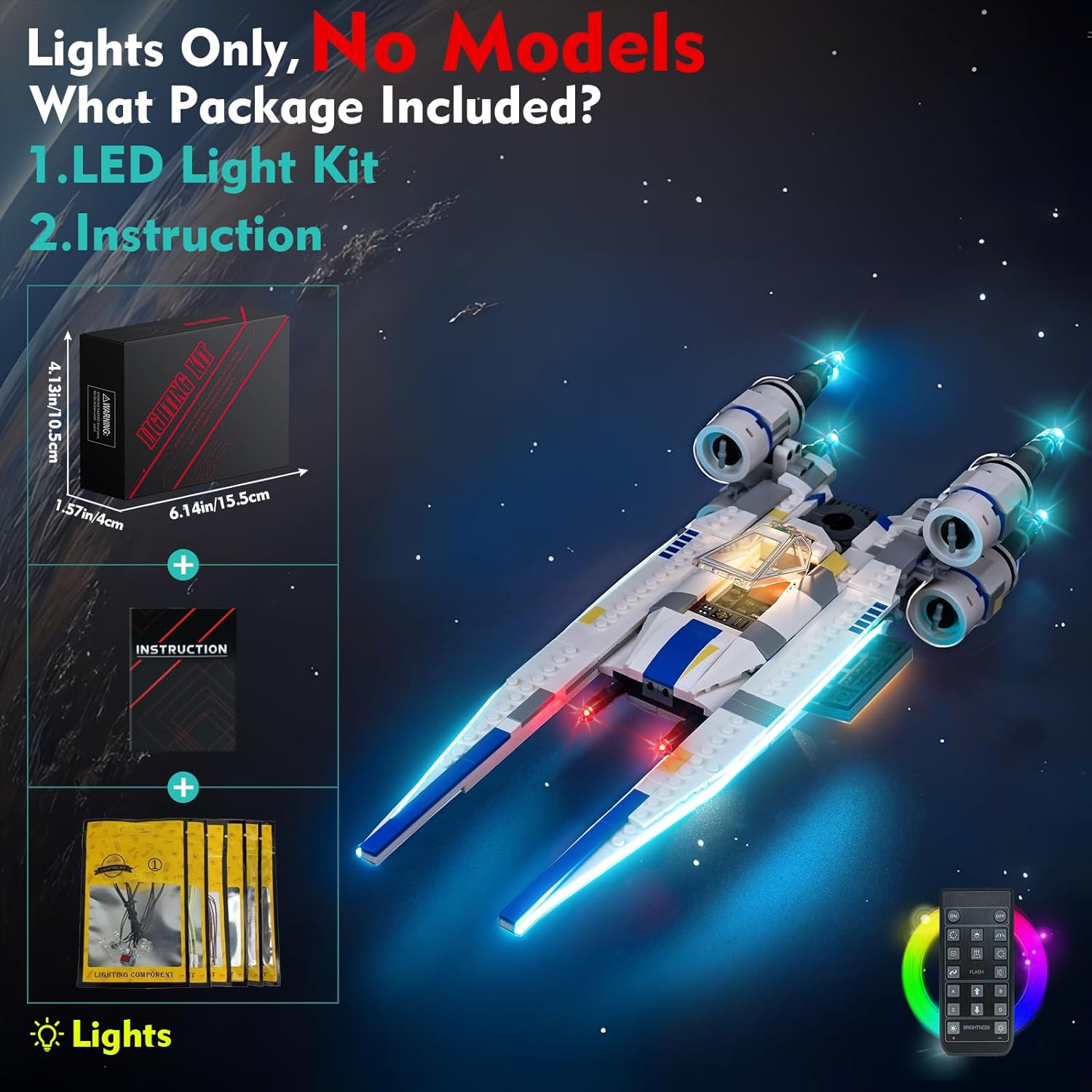 LocoLee Light kit Compatible with Lego 75399 Rebel U-Wing Starfighter - No Model Only Light, LED Lighting Accessories Compatible with Lego 75399 (RC Version)
