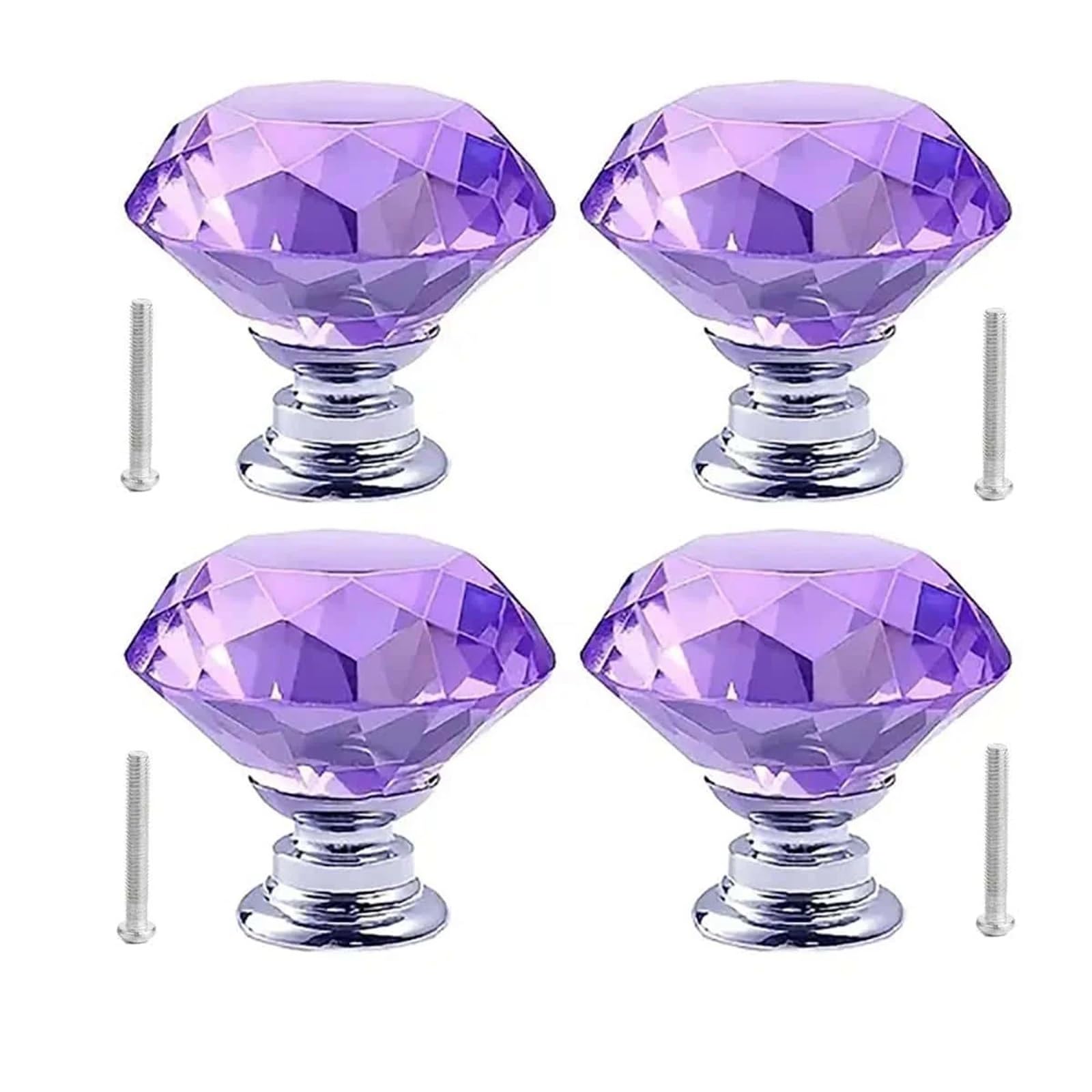 Boutons de tiroir en cristal violet pour remplacer les poignées usées de meuble