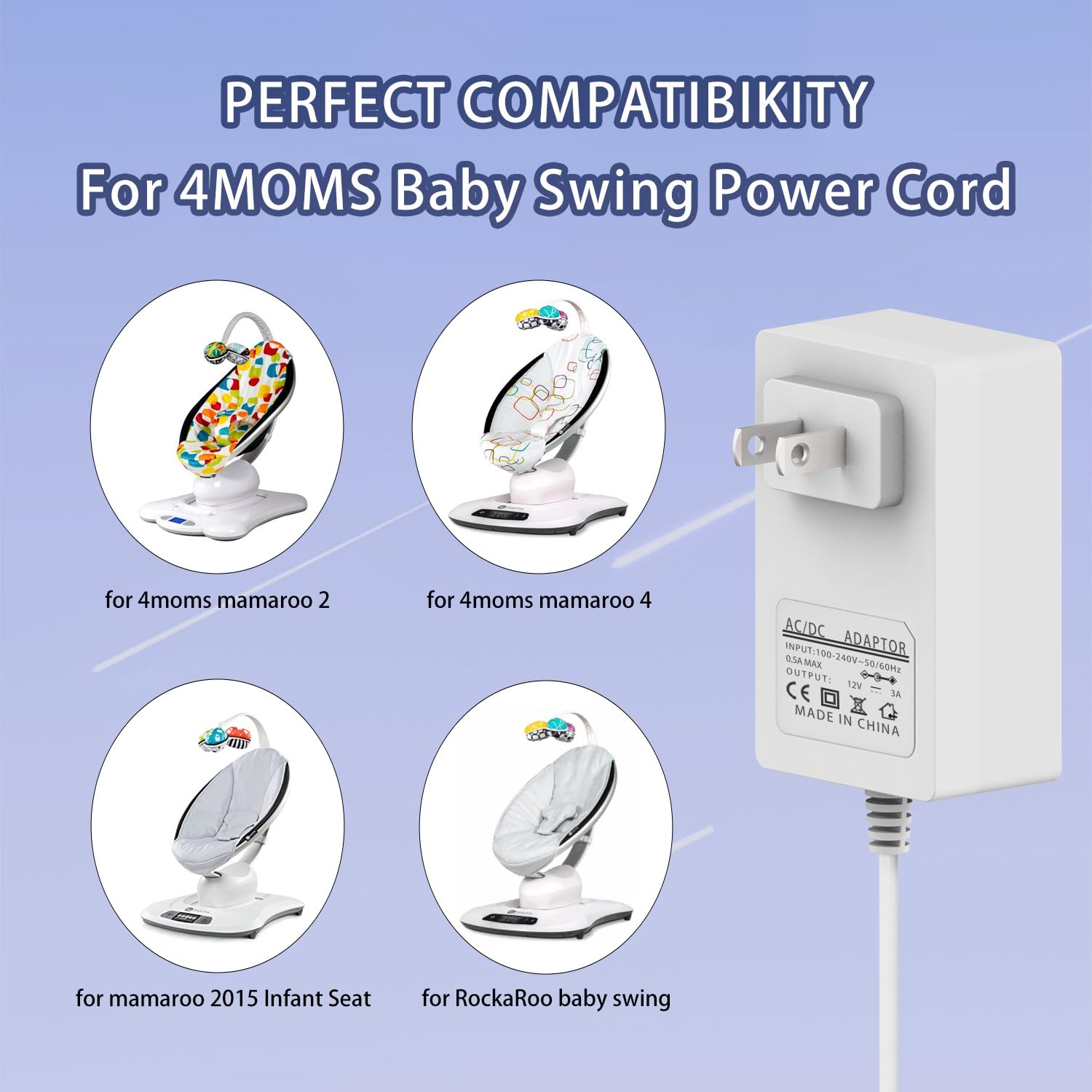 Baby Swing 4moms Mamaroo Cord Replacement Power Adapter 4moms