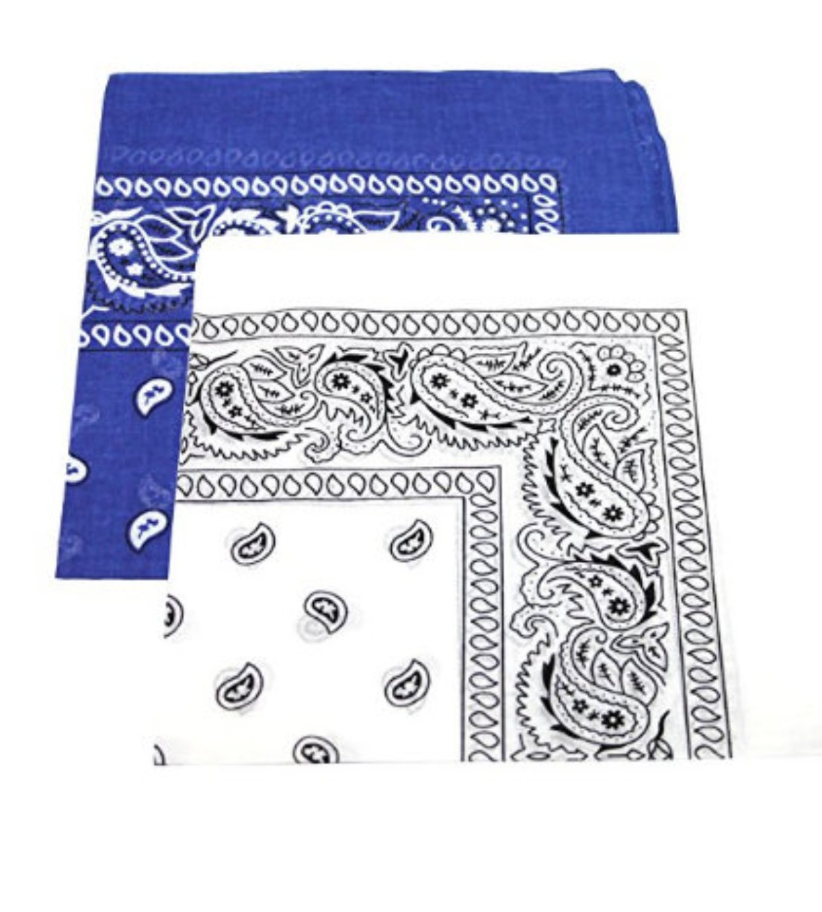 2 x Men's/Women's Paisley Pattern Bandana Head/Neck Scarf 100% Cotton (royal blue and white)