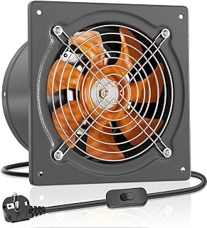 HG Power Ventilador extractor de 250 mm, 1680 m³/h, silencioso, con válvula de retorno, potente ventilador de pared con enchufe europeo para cocina, baño, garaje, sótano