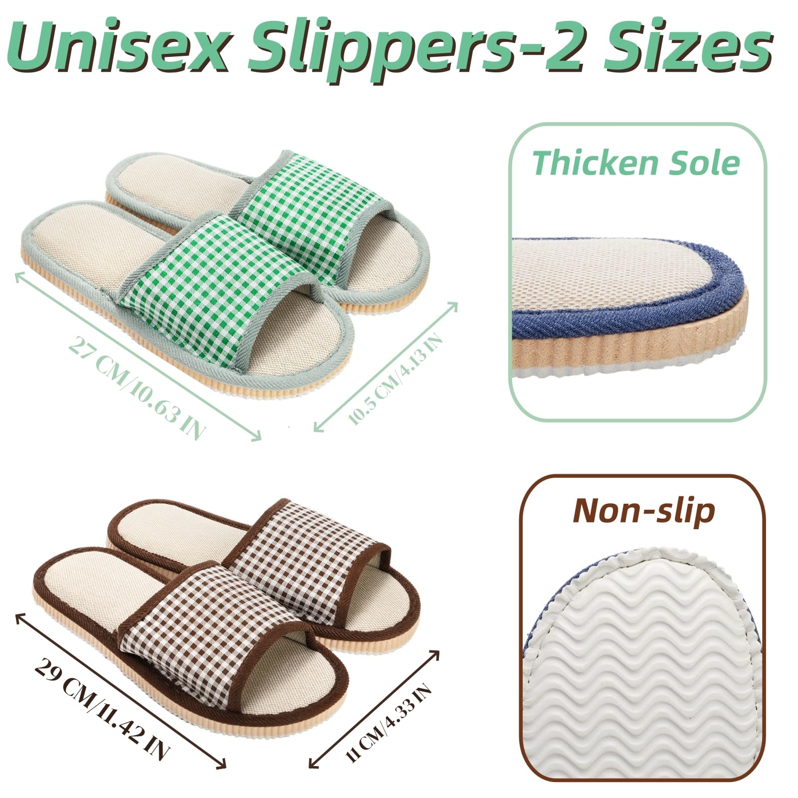 Eorbow Washable Guest House Slippers, Open Toe Non-Slip Spa Slippers, 10 Pairs
