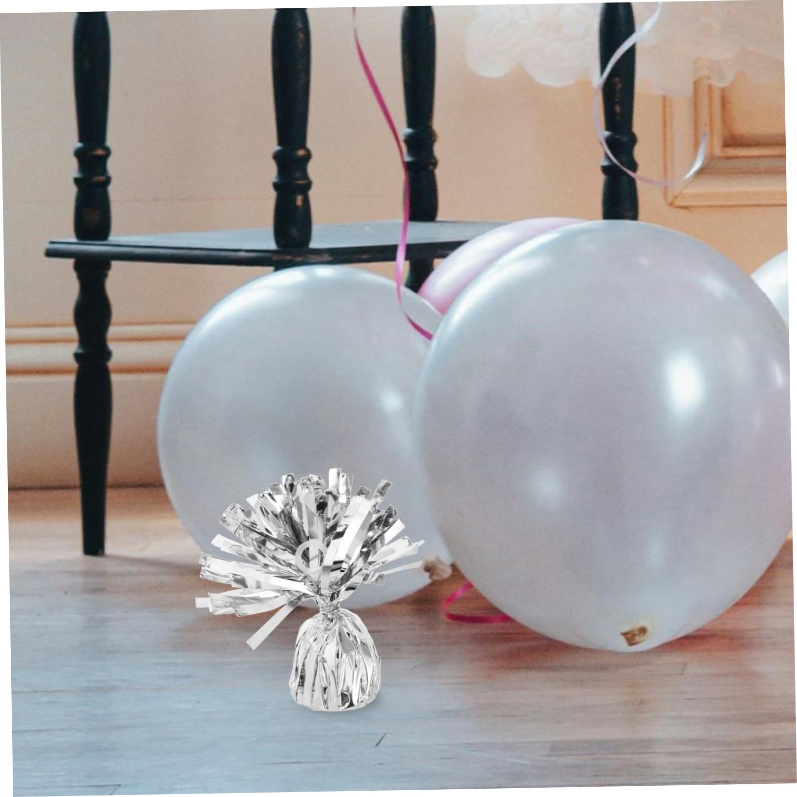 Ballongewicht 6 Stück aus Pet und Zement für Hochzeiten und Festivals | Silber, Einfach Anzubringen und Sicher zu Befestigen, Elegantes Design, für Ballondekorationen
