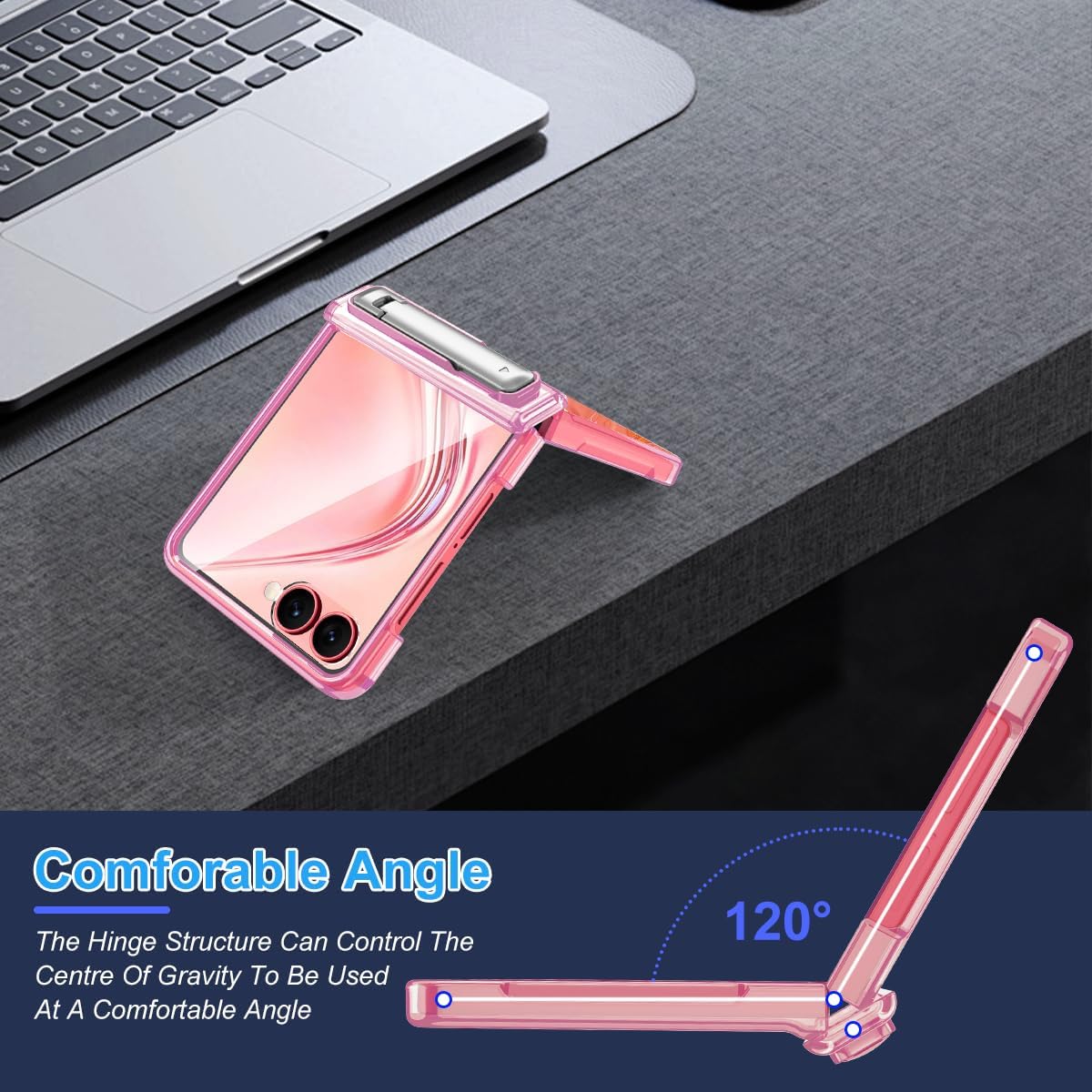 for Galaxy Z Flip 7 Case,[Compatible with MagSafe][Built-in Screen Protector][Kickstand][Hinge Protection],Hard PC Slim Fit Shockproof Protective Case for Samsung Galaxy Z Flip 7,Hot Pink