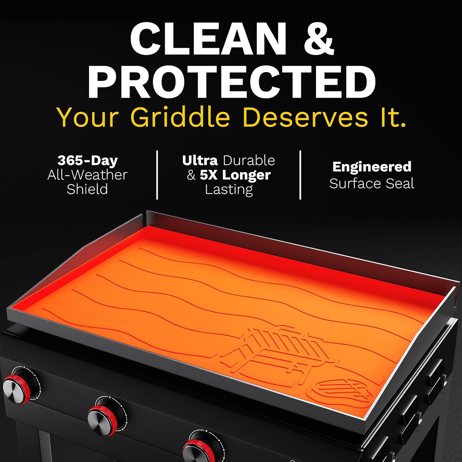 28" Premium Silicone Griddle Cover for Blackstone 28 Inch Grill, Heavy Duty Food-Grade Silicone Grill Mat with Gift-Worthy Pattern, Year-Round Protection from Dirt & Rust (Orange, 28in) - Image 5