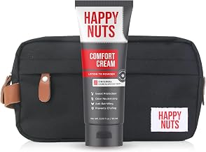 HAPPY NUTS Toiletry Bag & Aluminum-Free Comfort Cream (OG) 2.25oz Bundle - Complete Men's Grooming Kit for All-Day Ball & Body Odor Defense On-The-Go