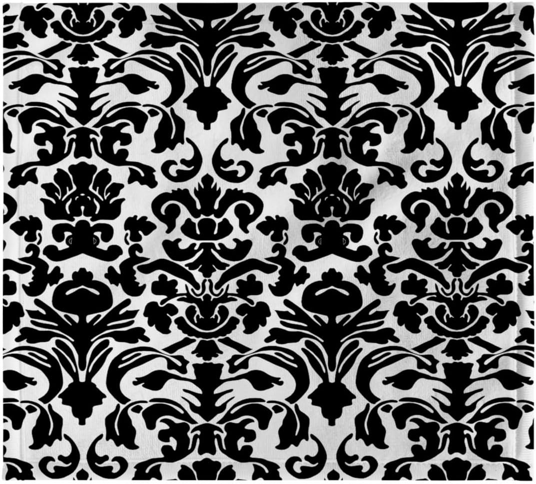 3dRose Black and White Intricate Detailed and Fancy Damask Pattern - Classic Classy Elegant and Stylish 22x30 Bath Hand Pool Towel
