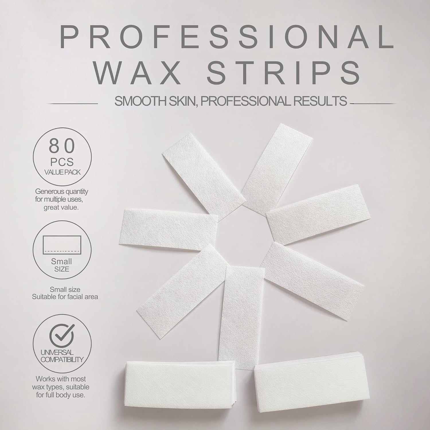 90 Piece Mini Small-Non Woven Wax Strips (No Wax) for Face，Hair Removal Wax Paper Facial Strips for Women Men(1.5 x 3.8 Inch)-Small