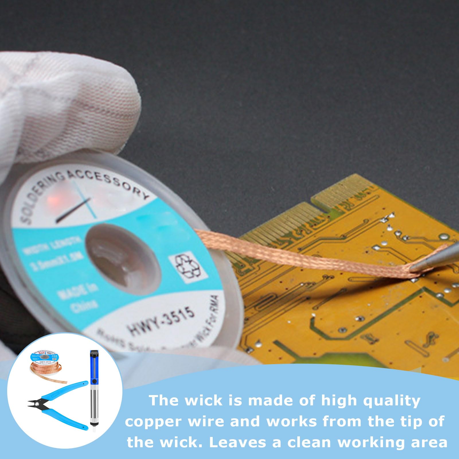 Kit De 3 Outils De Soudure Professionnel : Pompe à Dessouder, Mèche Et Micro Pince Coupante - Idéal Pour Électronique Et Bricolage