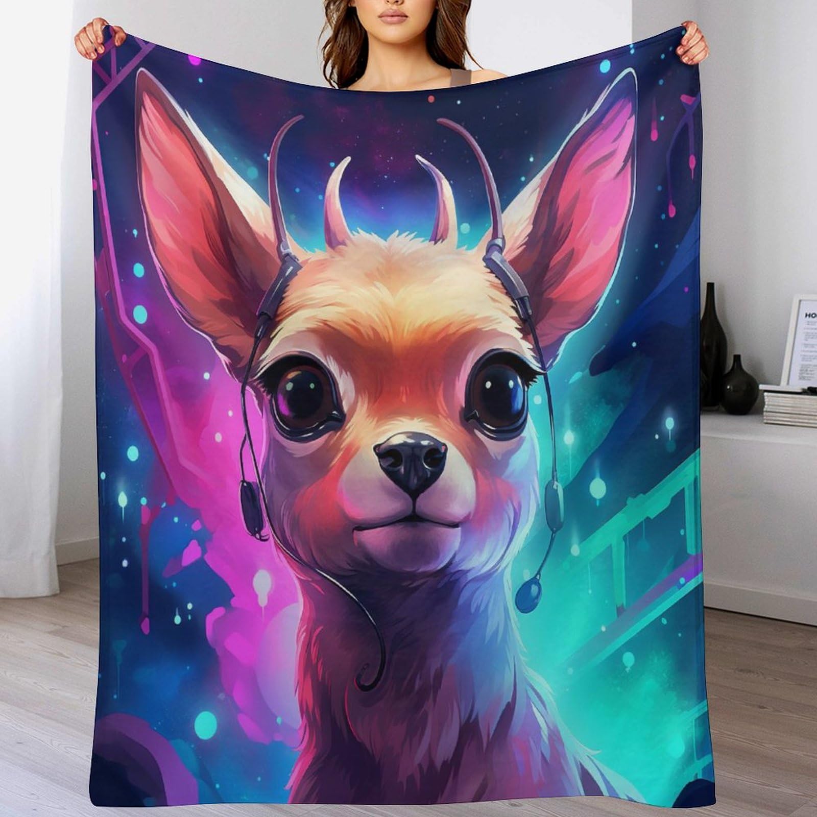 Couverture lit douce en flanelle cerf, linge de maison doux 100x130 cm