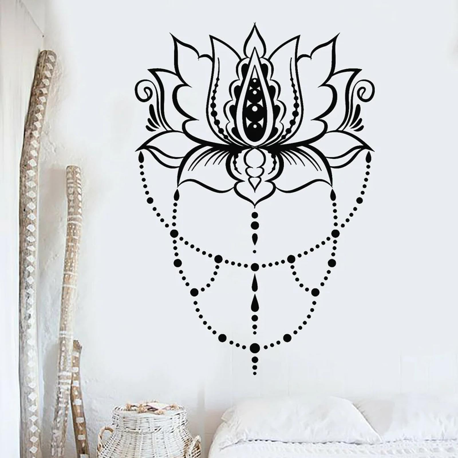 WEIMEIJIE Lotus wall Sticker, Yoga Studio Sticker, Hindu Symbol, Abstract Flower, Vinyl wall Sticker, Bedroom wall Sticker, Flower