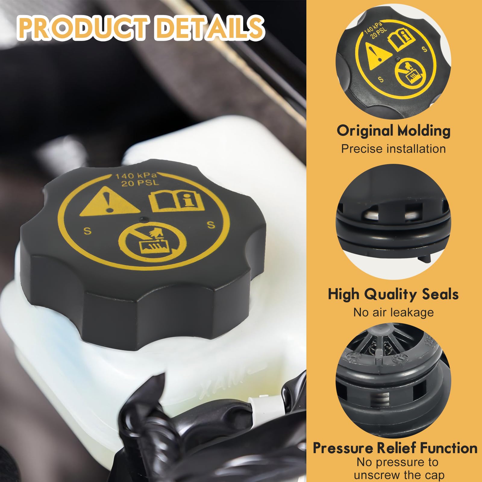 URO Parts 30680002 Expansion Tank Cap - OEM Fit, Pressure Tested, For Coolant Recovery Tanks - View #5