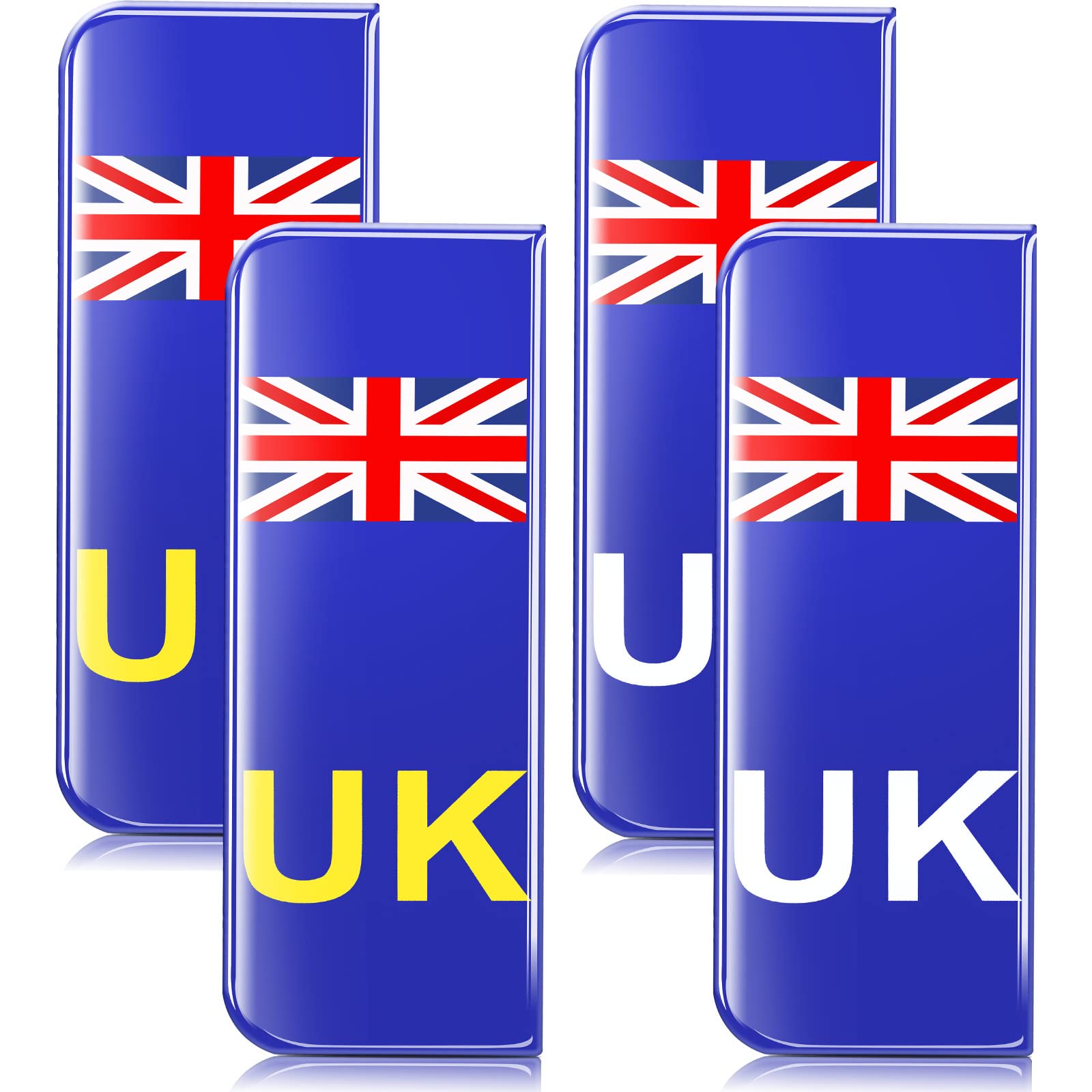 Buy 4 Pack UK Car Stickers Motorbike Stickers 3D Number Plate Domed Gel