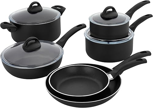 Henckels Everlift - Juego de utensilios de cocina antiadherentes de 10 piezas, fabricado en Italia, revestimiento duradero de 3 capas, aluminio