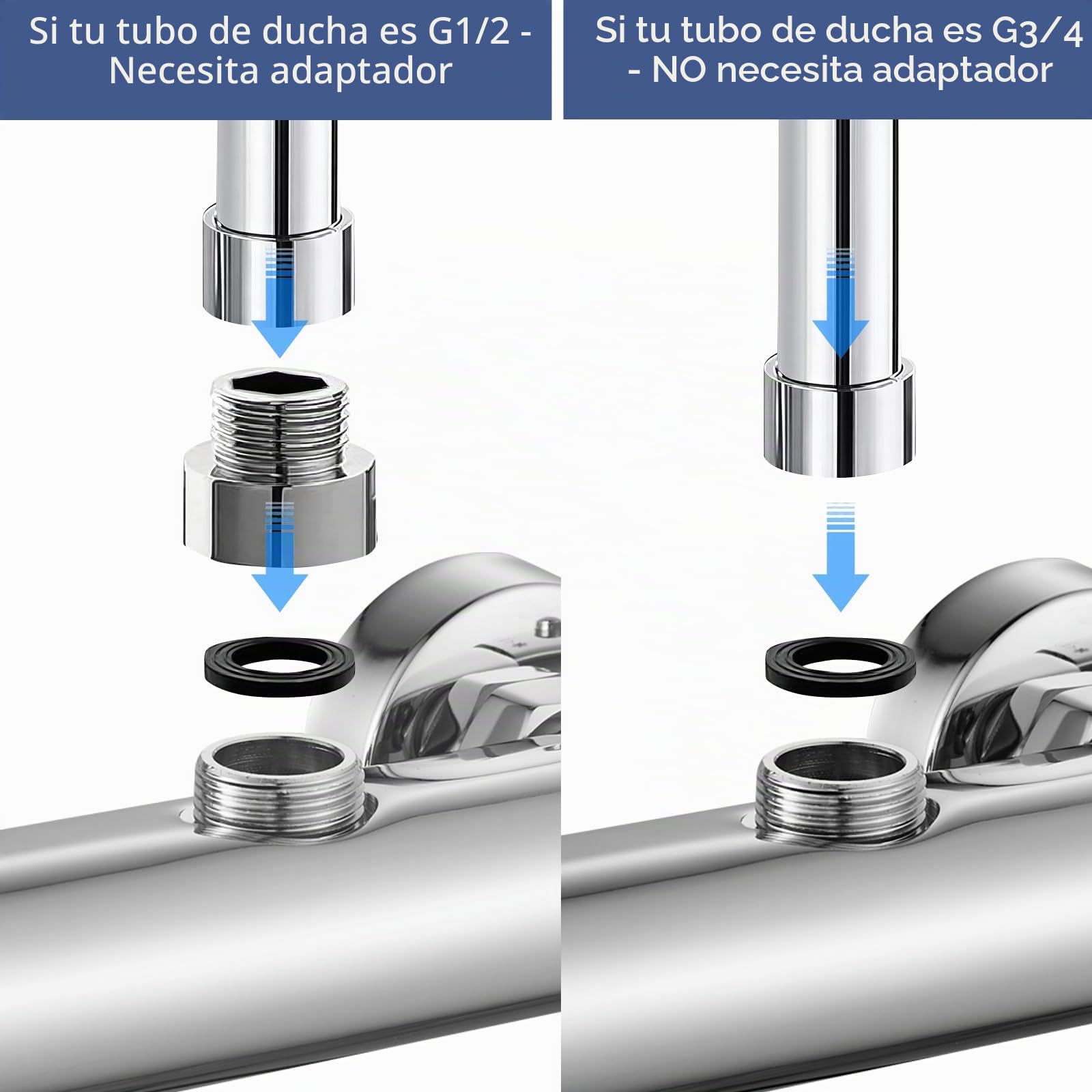 Barra mezcladora termostática para ducha, salida superior de 3/4 pulgadas BSP, válvula mezcladora termostática de latón a 38 °C, antiquemaduras, con adaptador de tubo BSP de 3/4 pulgadas a BSP de 1/2
