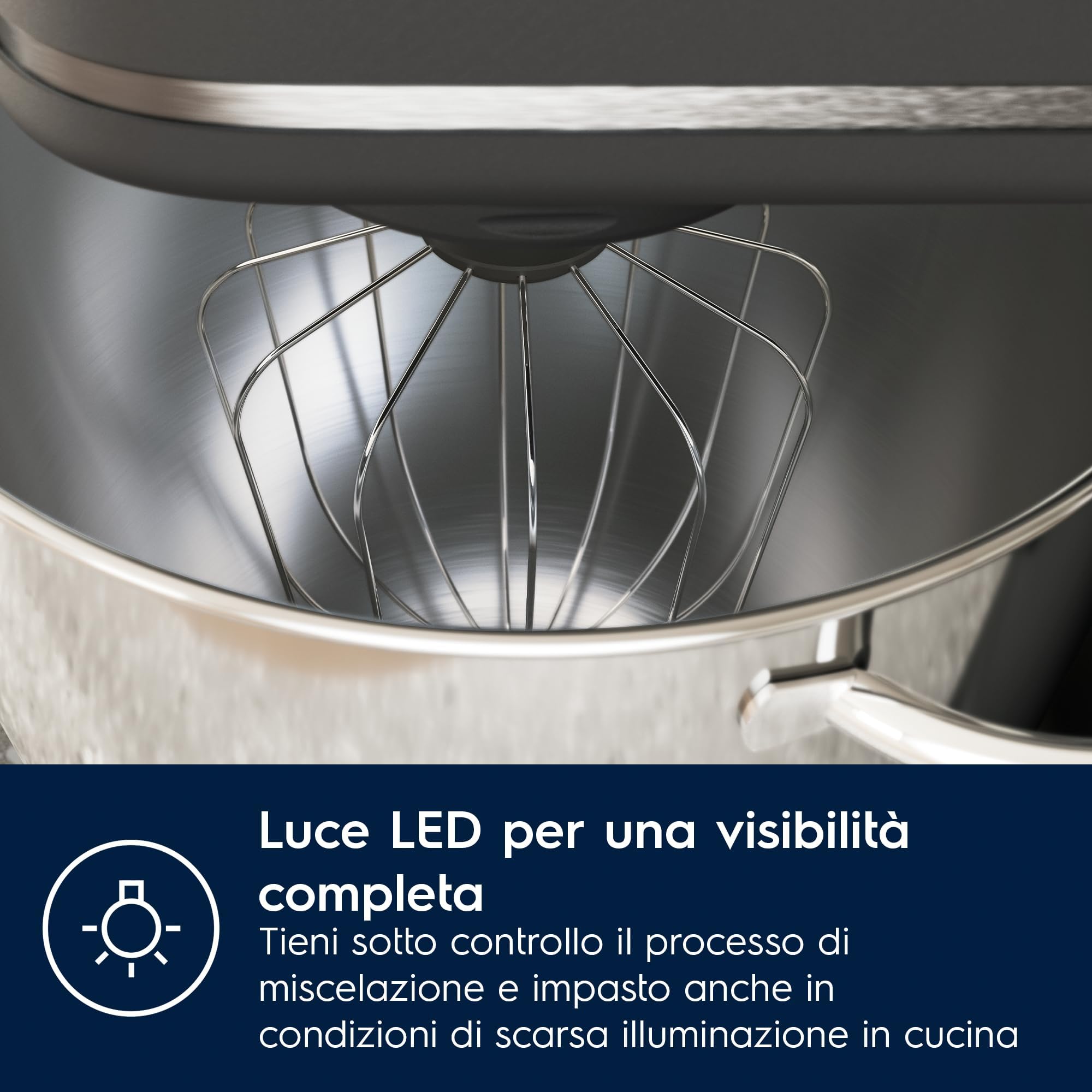 Electrolux, Impastatrice Planetaria E6KM1-4BPT, Robot da Cucina Multifunzione 1200 W, Ciotole da 6 e 4 L, LED Integrato, Coperchio PerfectRiseLid, Accessori Completi, Nero